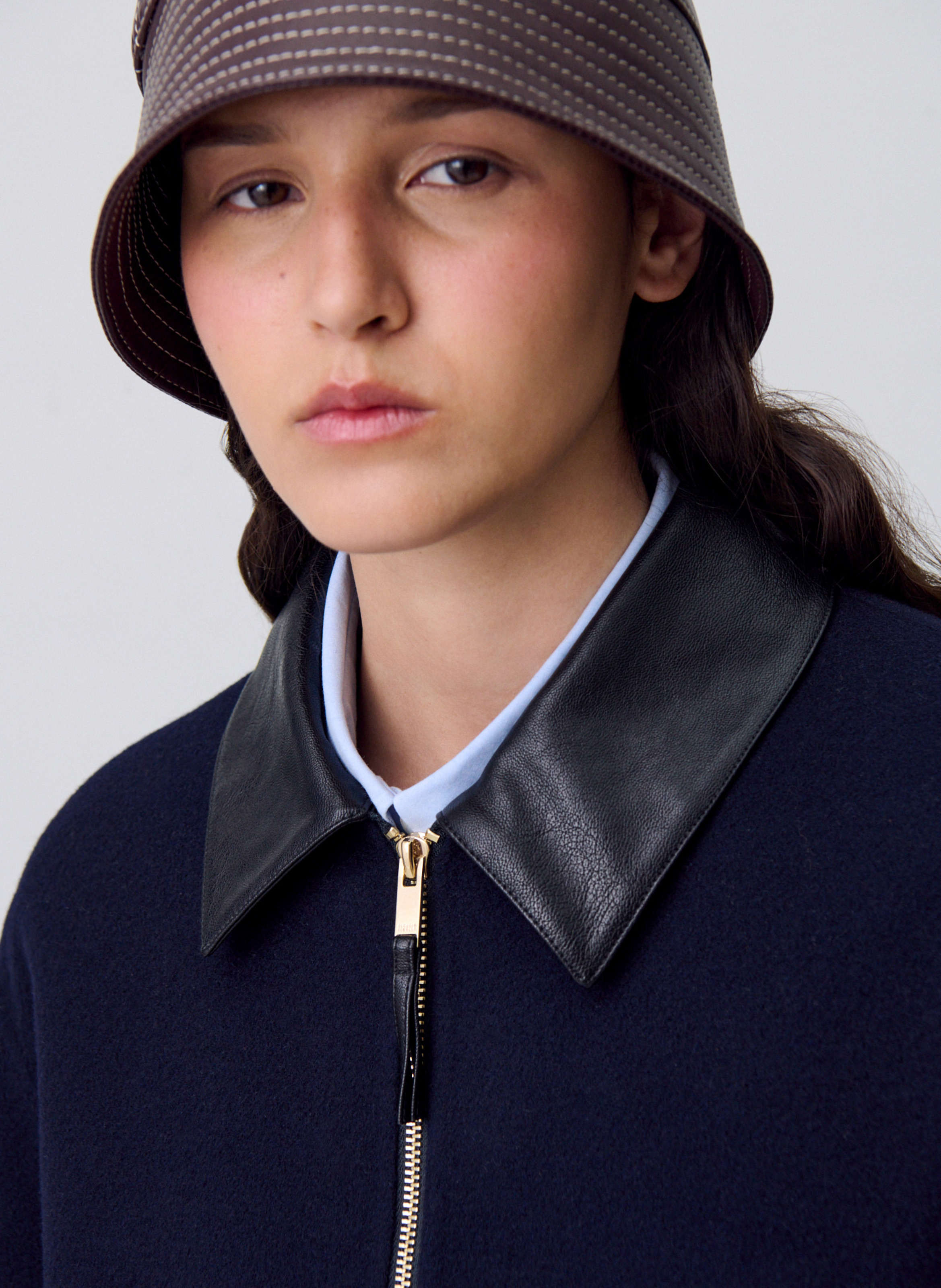 Blouson droit en laine mélangée CLAUDIE PIERLOT Bleu