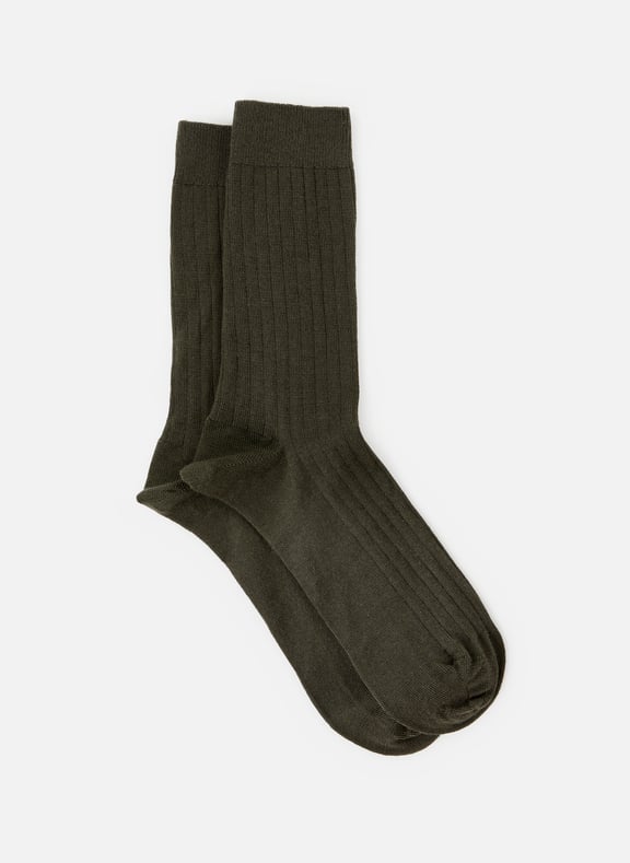 Ribbed knit socks Khaki by BLEUFORÊT BLEUFORÊT Ribbed knit socks Khaki