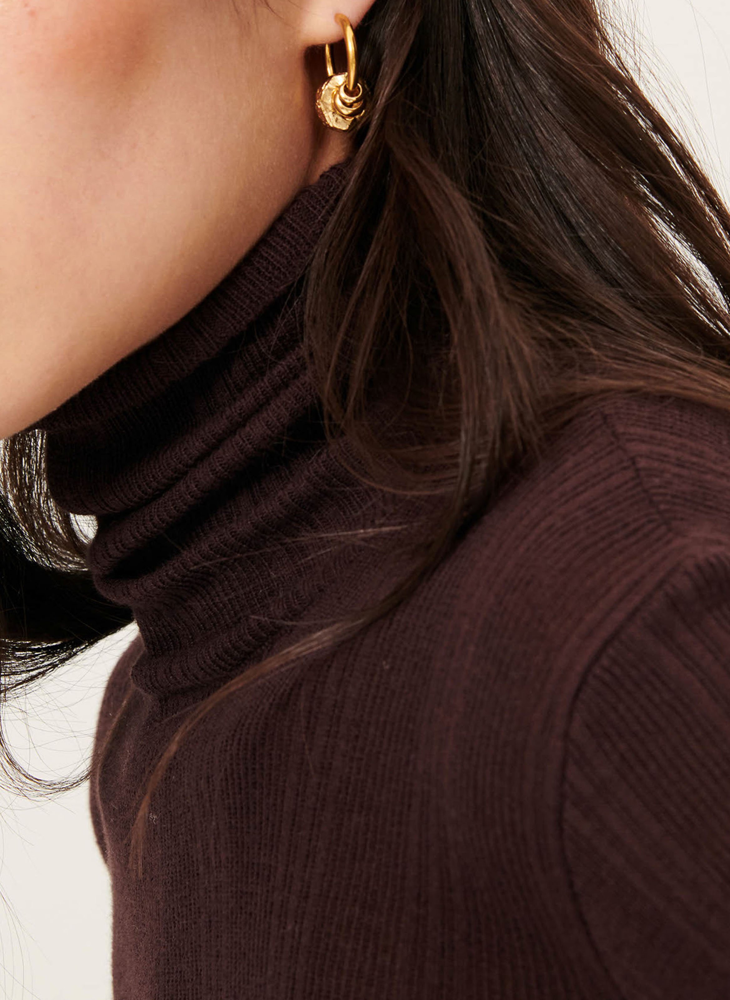 Pull col roulé ajusté en coton mélangé norte SESSUN Marron