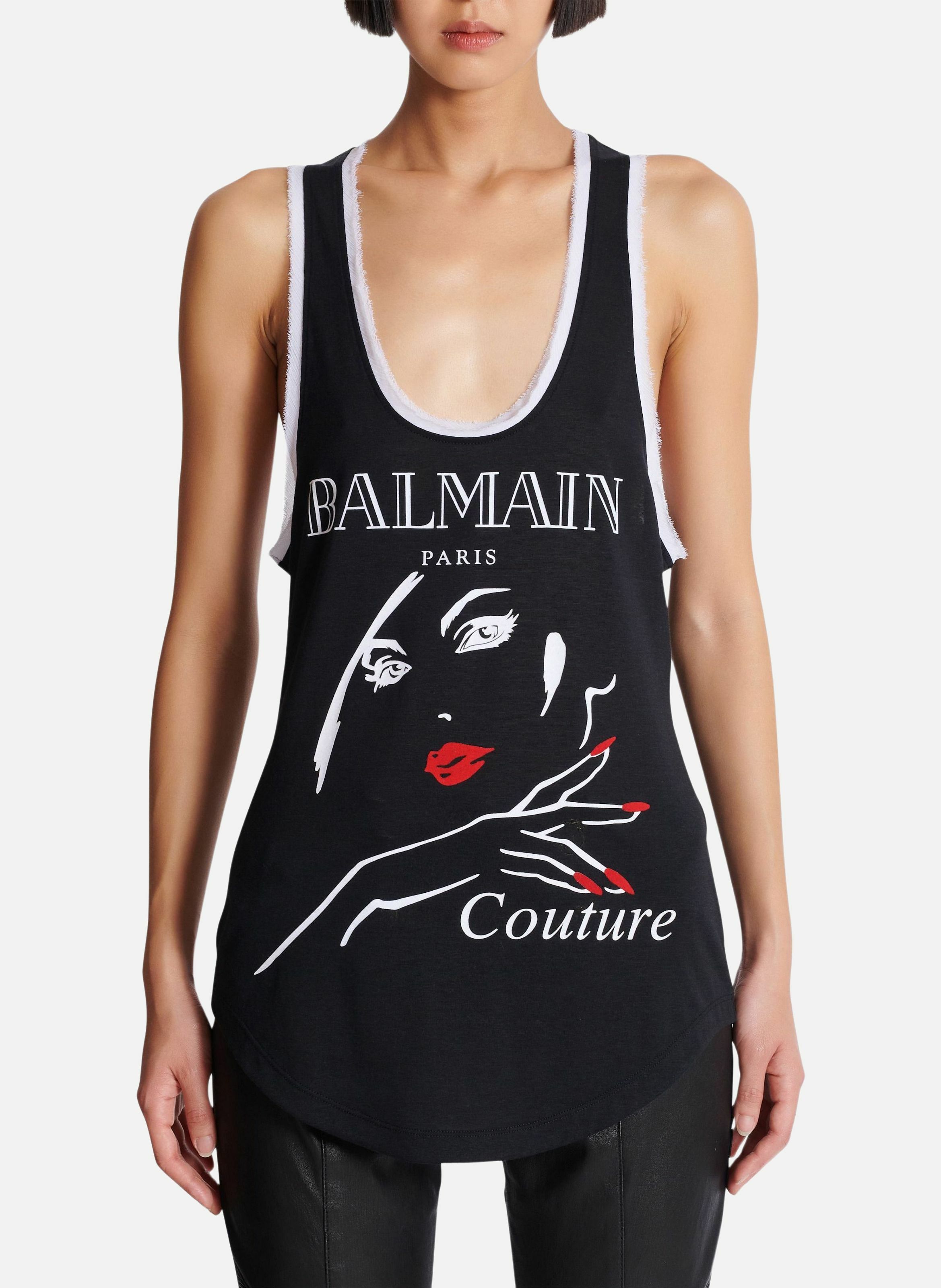 Débardeur fluide floqué balmain beauty BALMAIN Noir