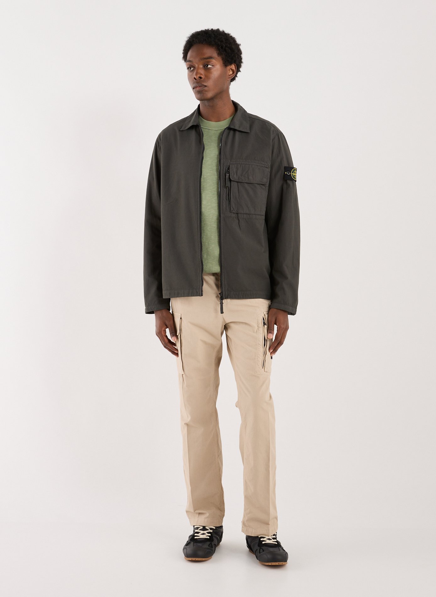 Chemise droite en coton STONE ISLAND Gris