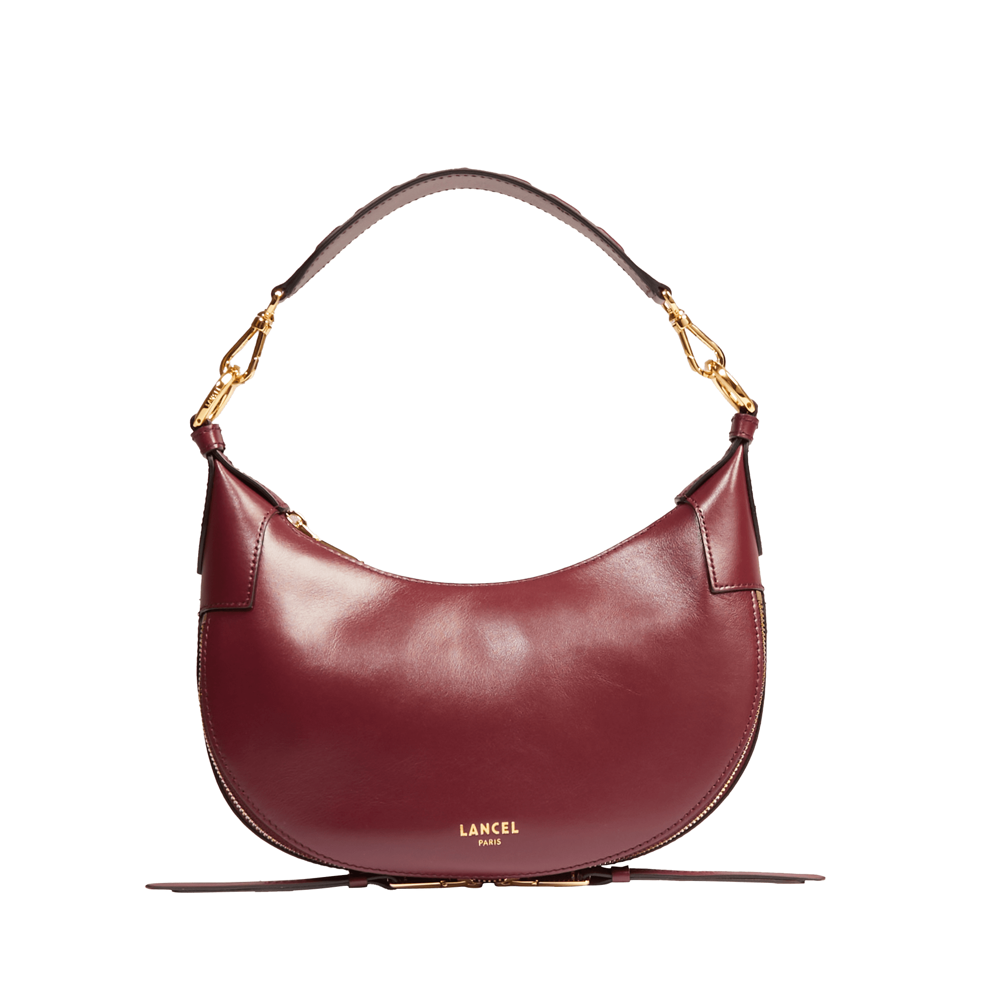 Sac hobo zippé s origami de lancel en cuir  Cassis