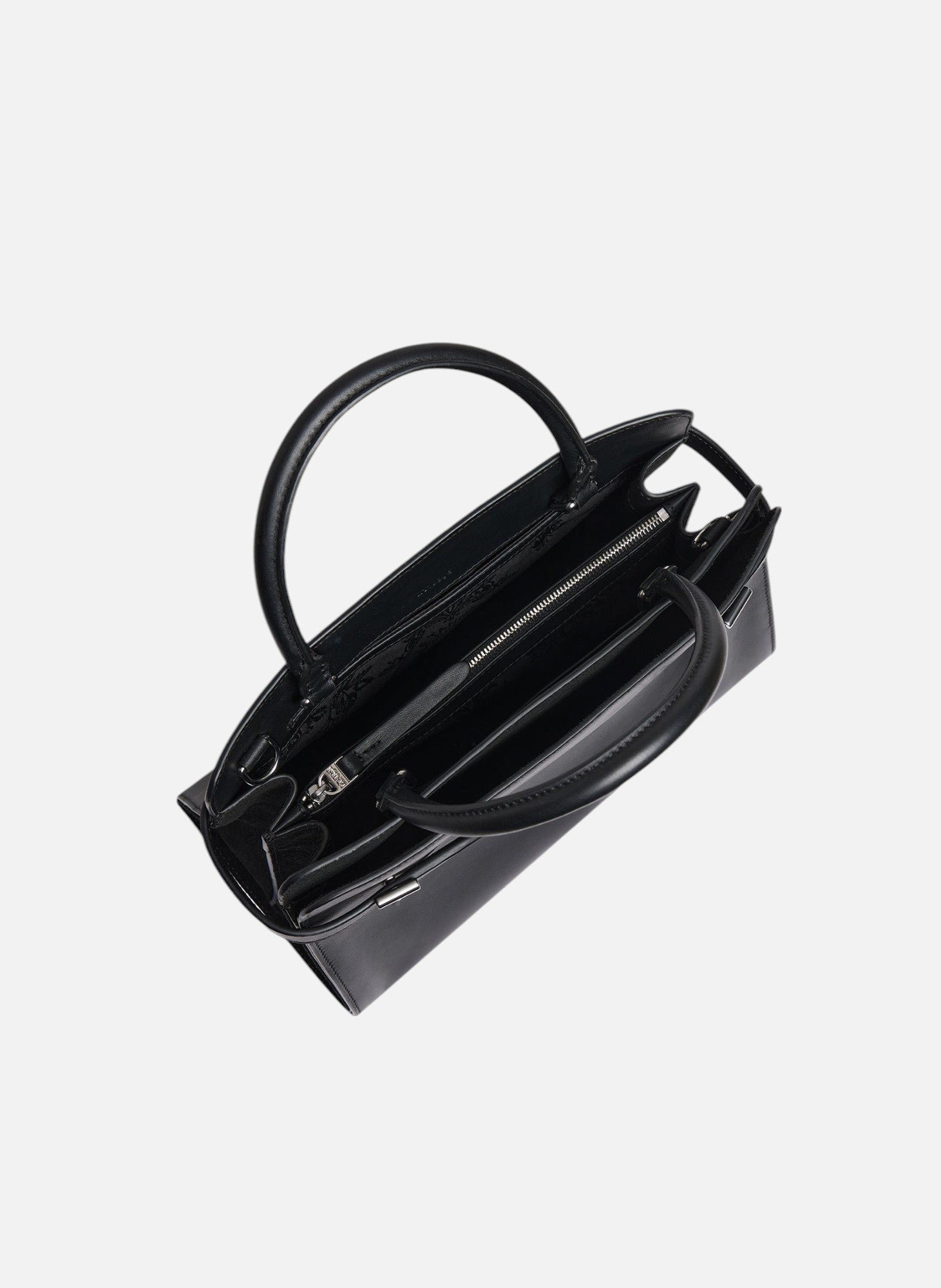 Sac à main moyen modèle emie en cuir lisse et nubuck Noir