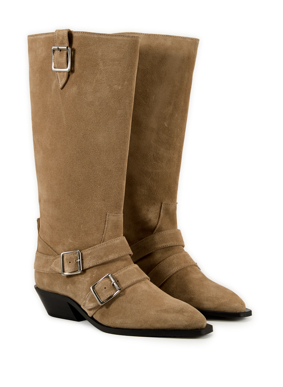 Bottes Ryder à talons en cuir daim ALOHAS Beige