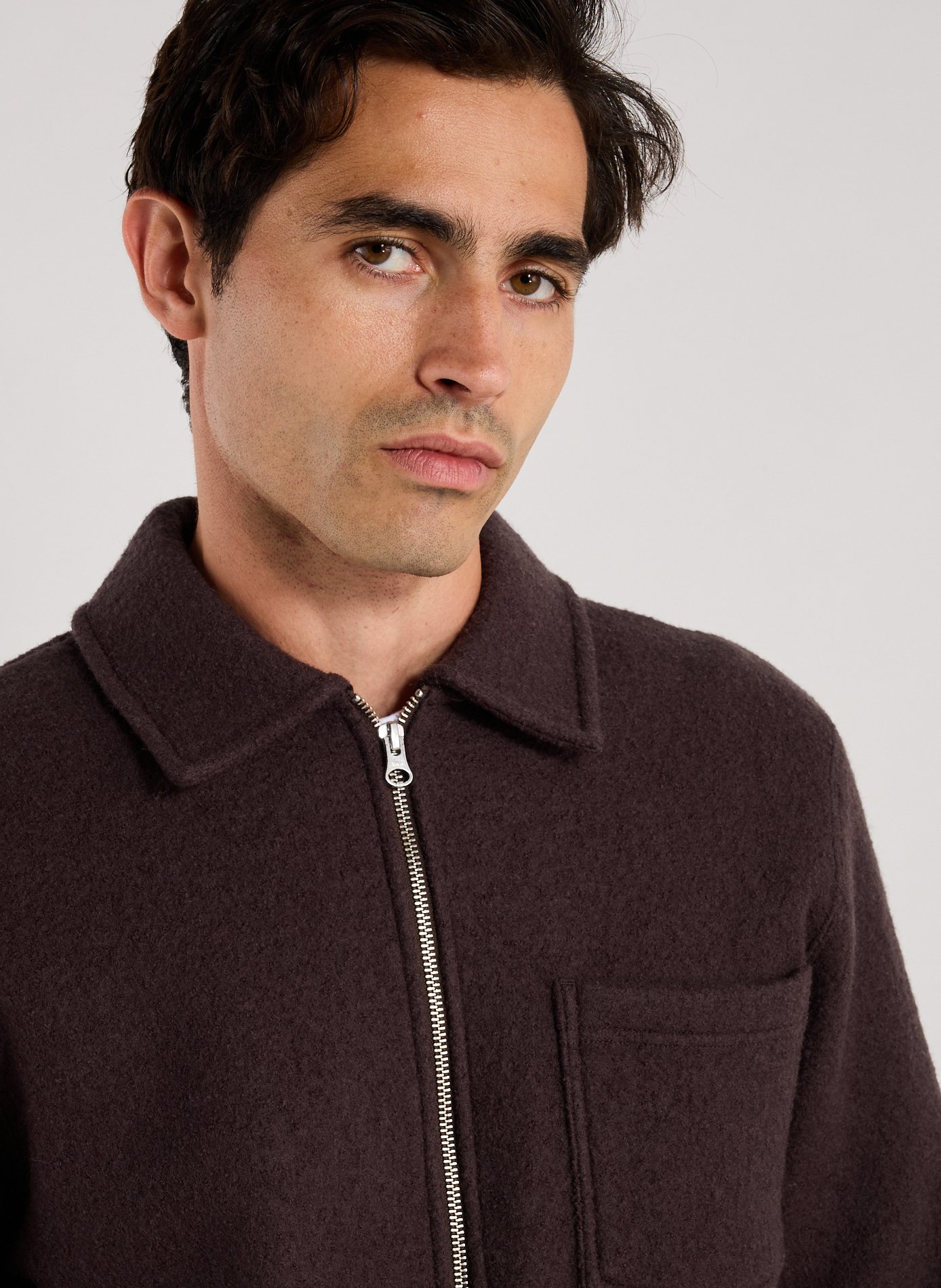 Veste à col classique en laine SAMSOE SAMSOE Marron