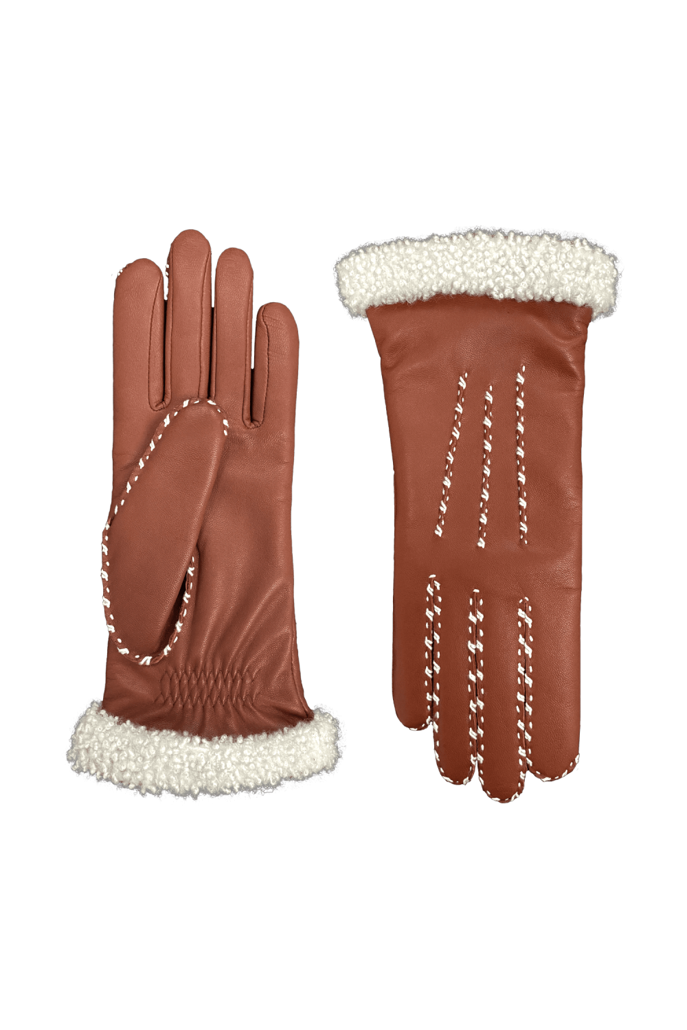 Gants marie-louise femme cuir doublés alpaga AGNELLE Rouge
