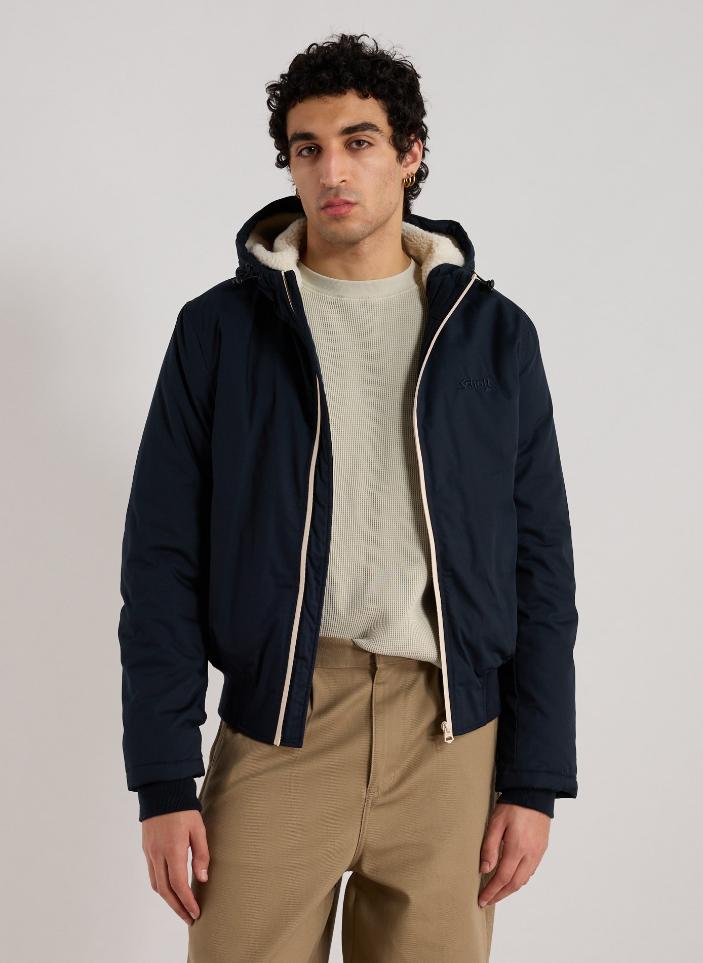 SCHOTT Hooded plain parka Blue