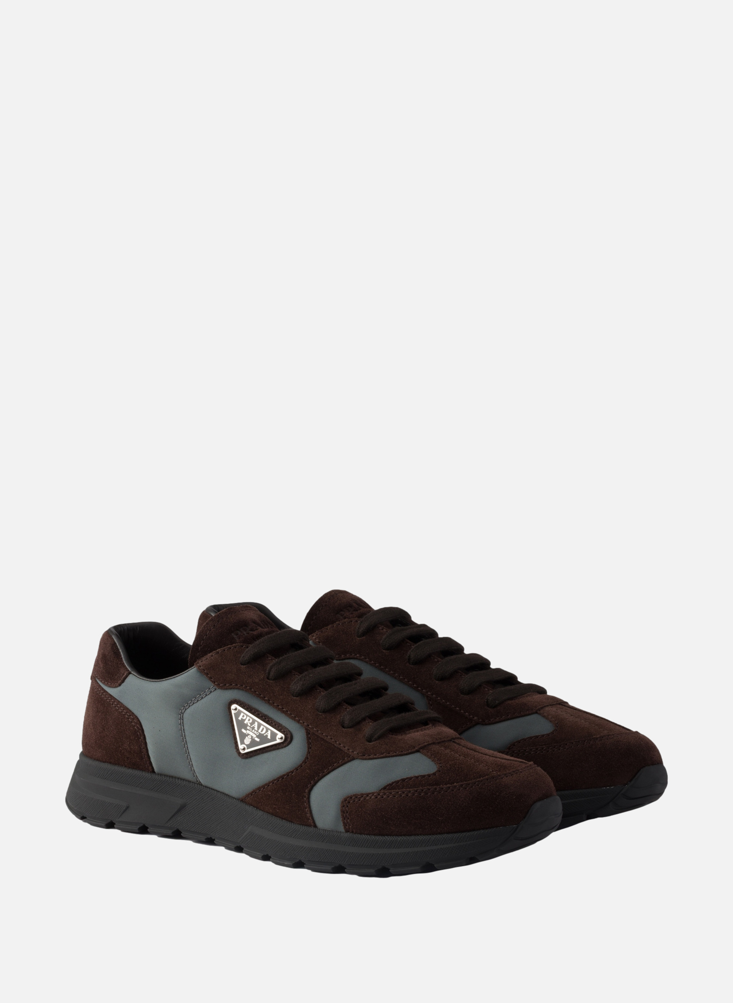 Sneakers prax en daim et re-nylon PRADA Marron