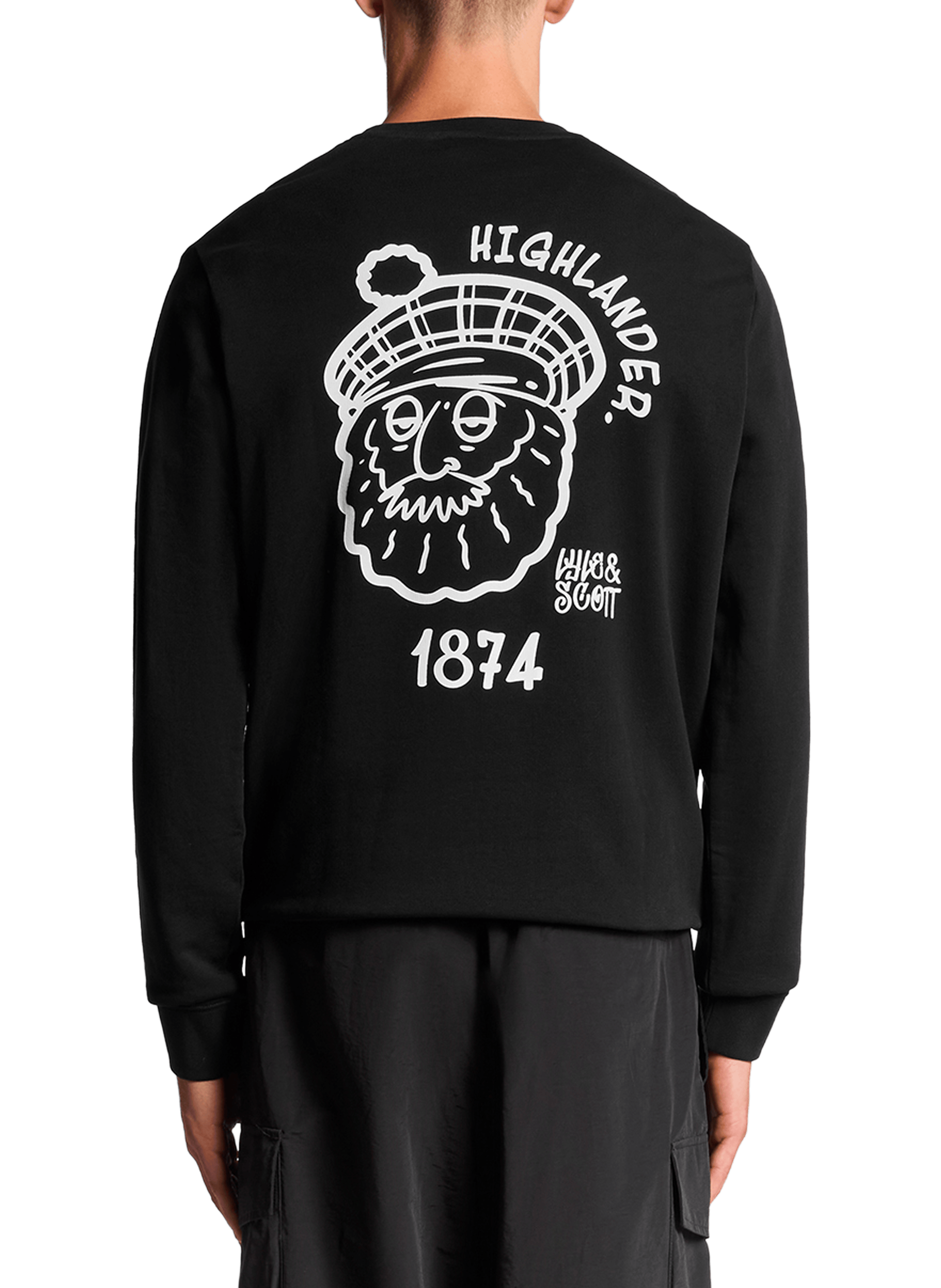 Sweat imprimé à col rond en coton LYLE & SCOTT Noir