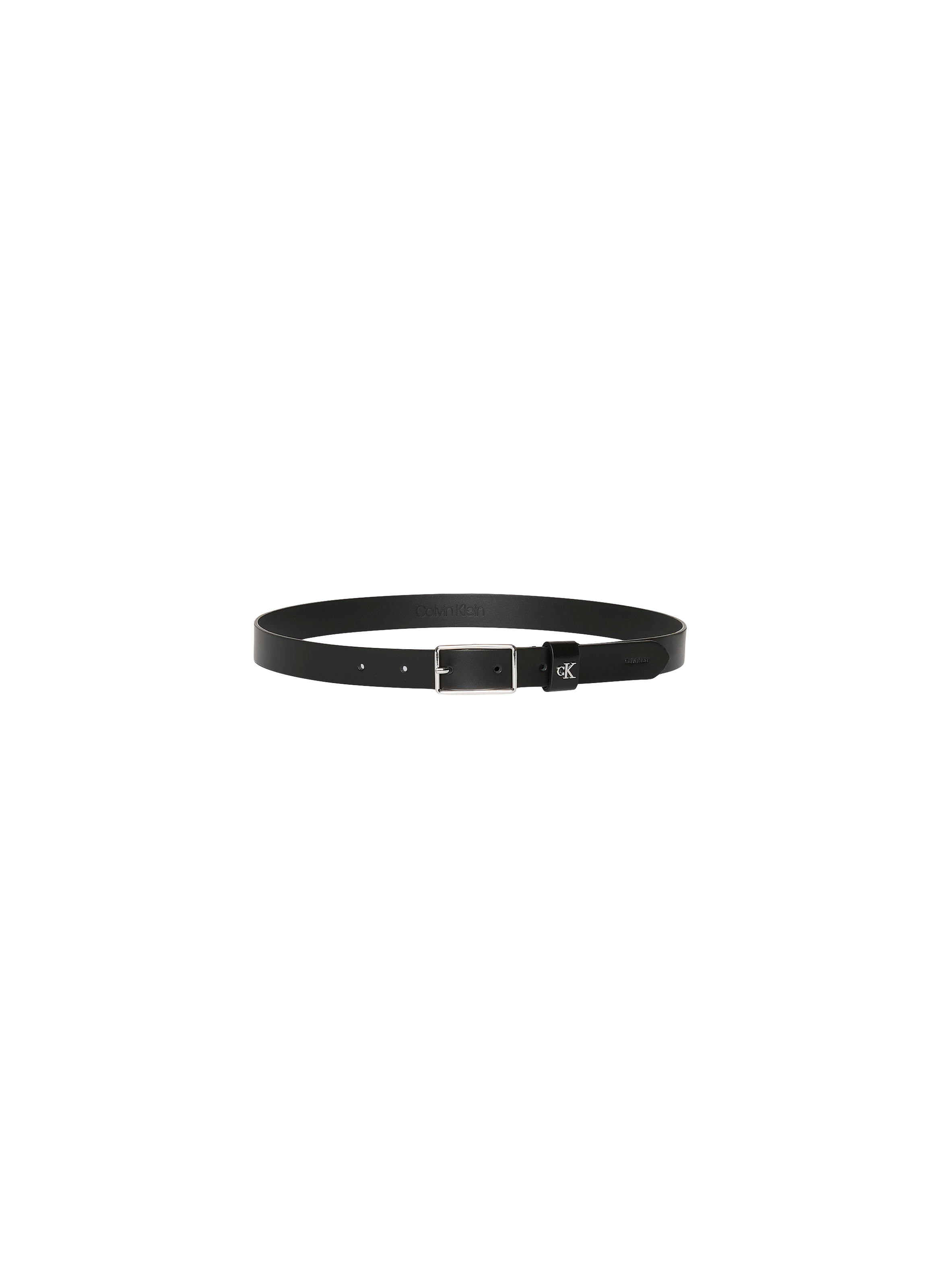 CALVIN KLEIN Slim leather belt Black