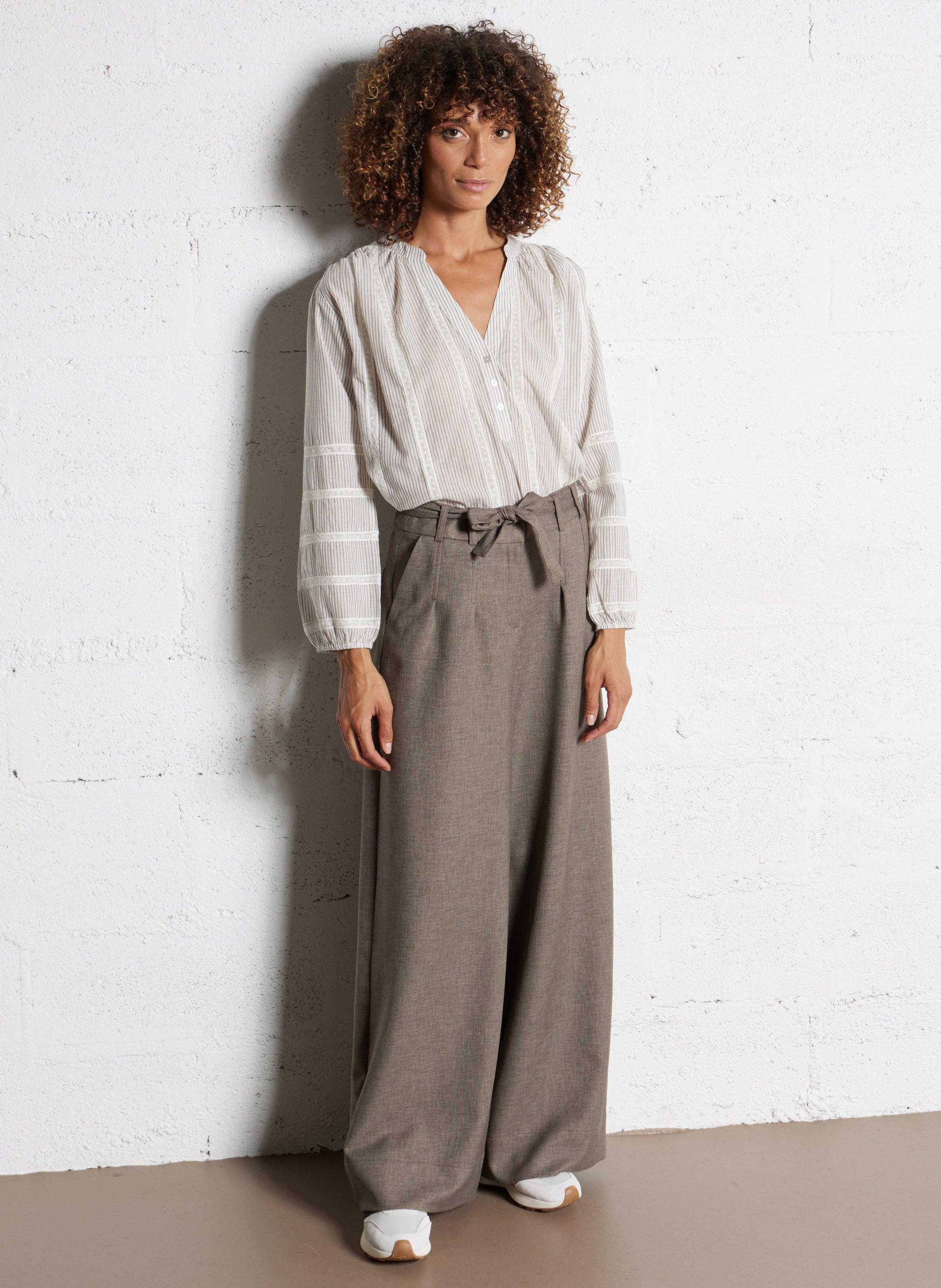 Pantalon large daisy | Gris MAISON 123 Femme