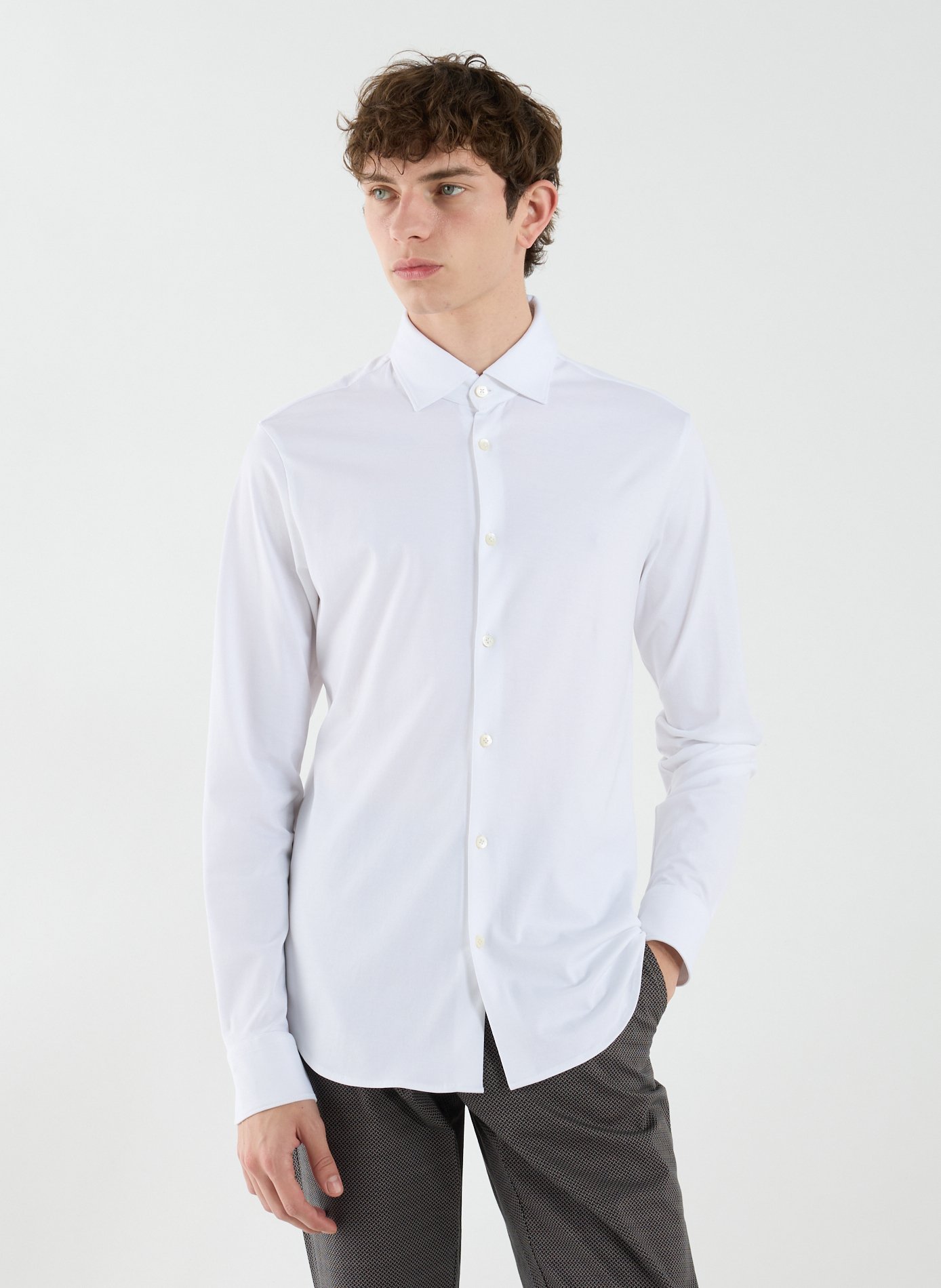 Straight long-sleeved cotton shirt STEFAN BRANDT White