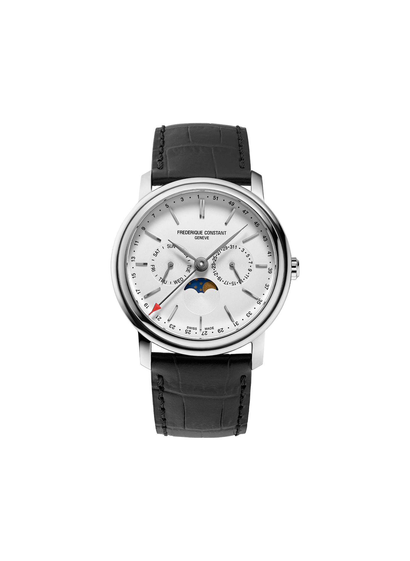 Montre quartz bracelet en cuir FREDERIQUE CONSTANT Noir