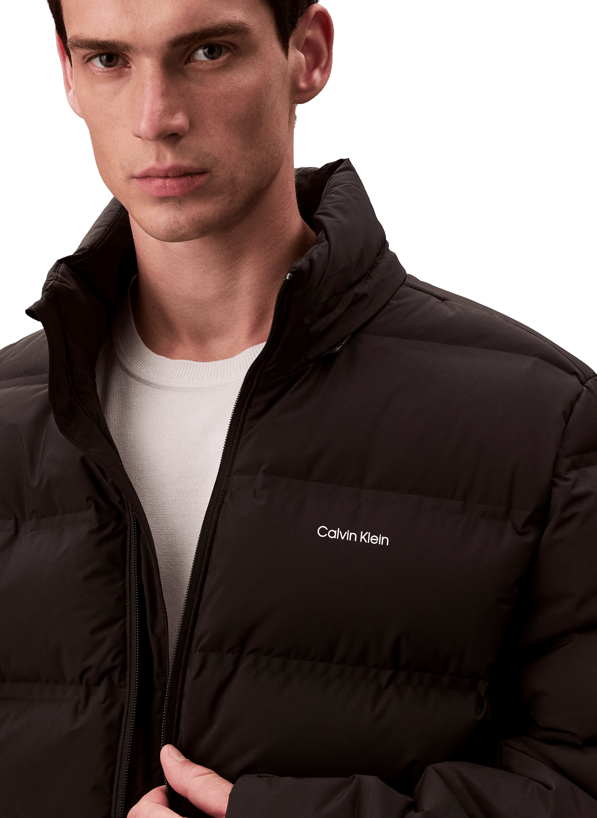 Quilted straight jacket with high collar CALVIN KLEIN Black