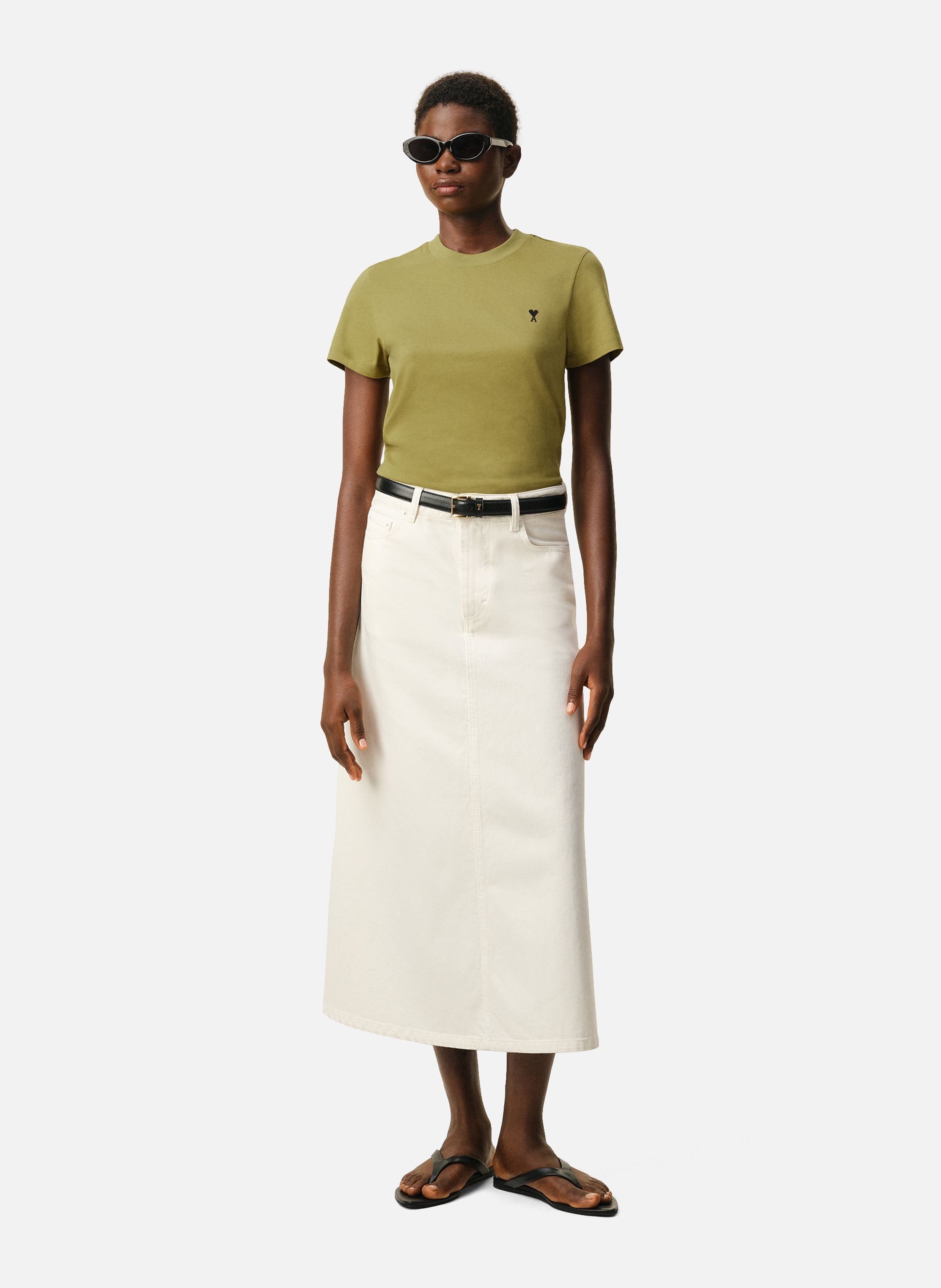 T-shirt Ami De Coeur Croppé En Coton Vert