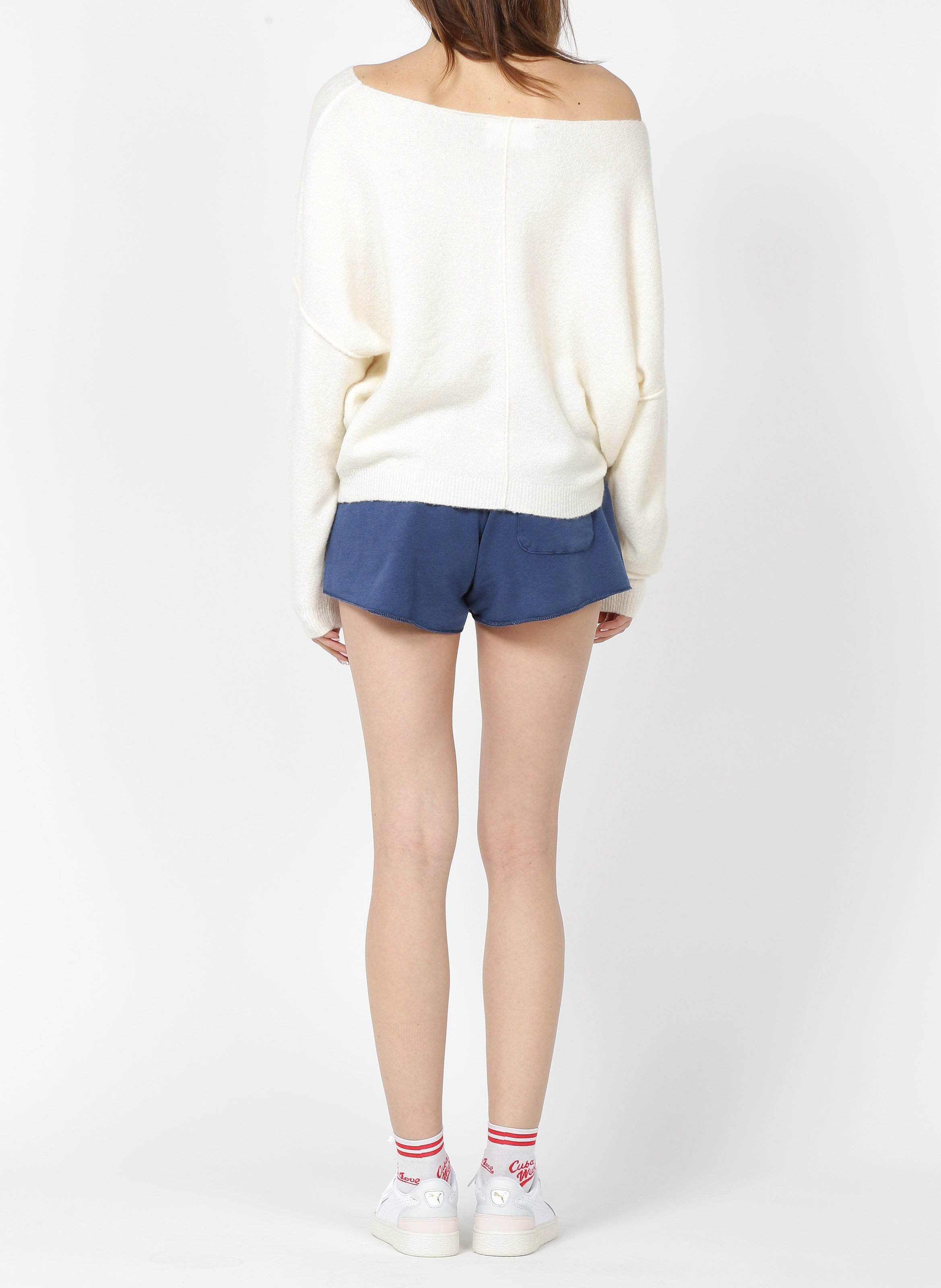 Pull ample à col bateau en maille duveteuse damsville AMERICAN VINTAGE Beige