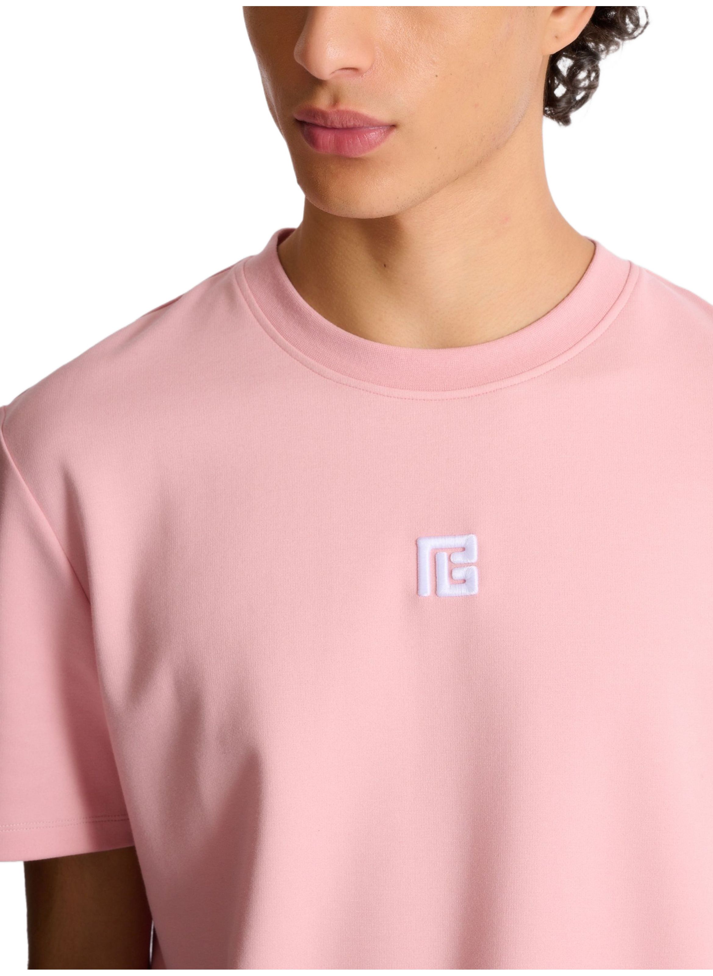 T-shirt avec logo brodé BALMAIN Rose
