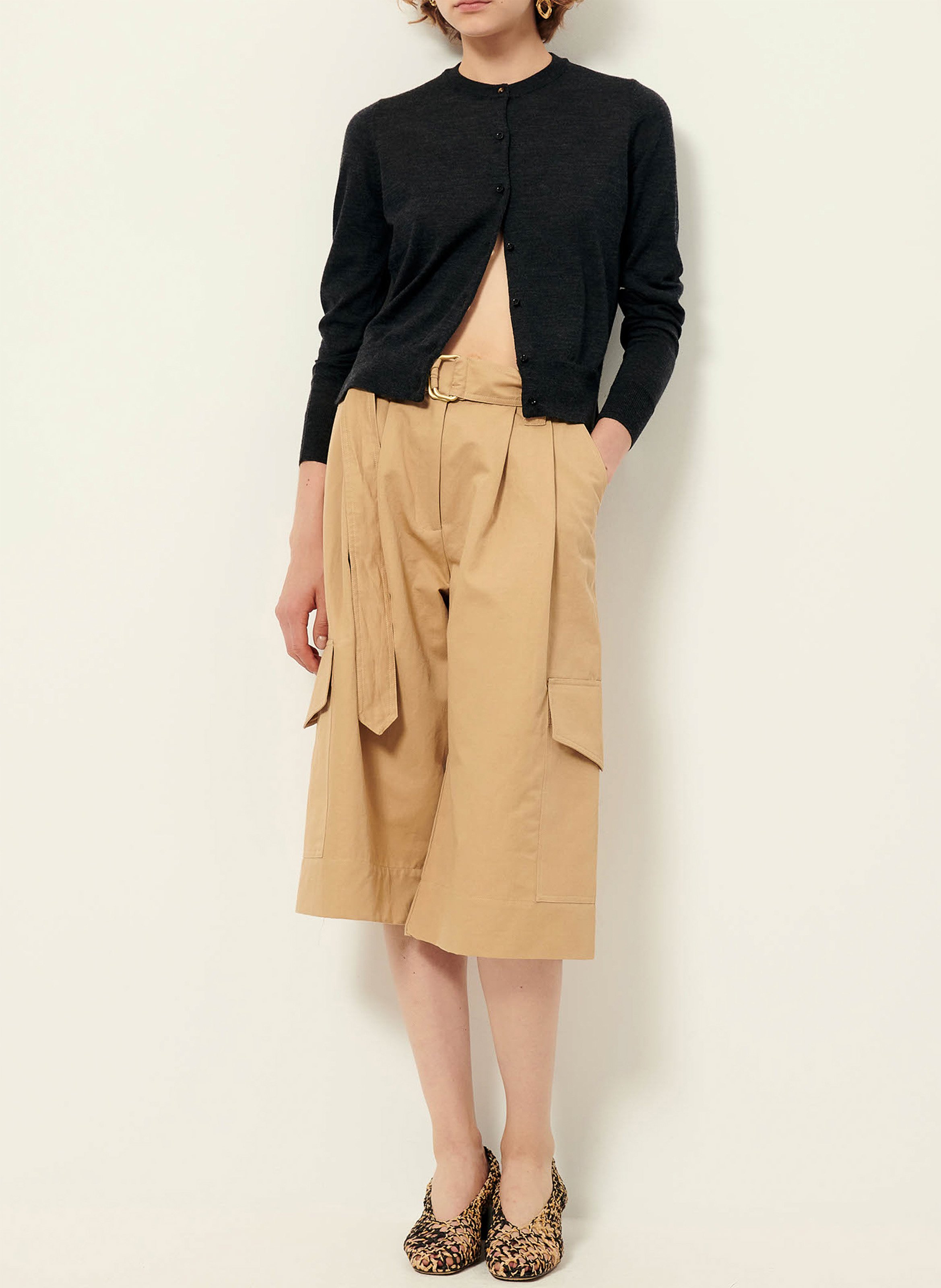 Cardigan col rond en laine diga SESSUN Gris