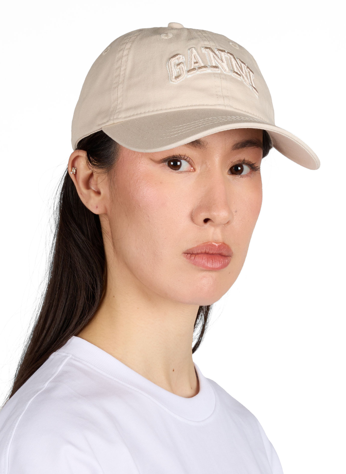 Casquette broderie marque en coton GANNI Beige