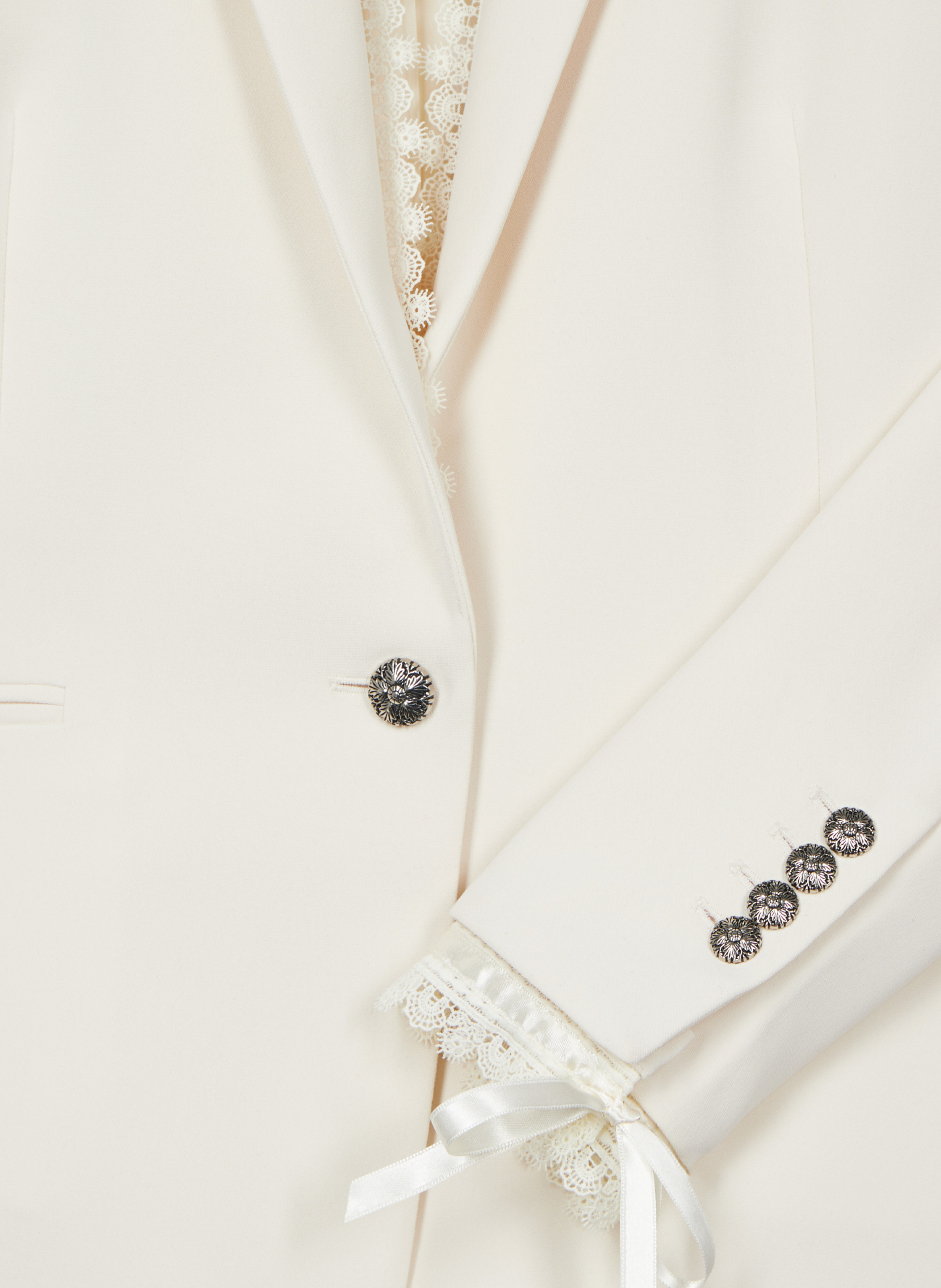 Veste tailleur avec bande dentelle THE KOOPLES Blanc