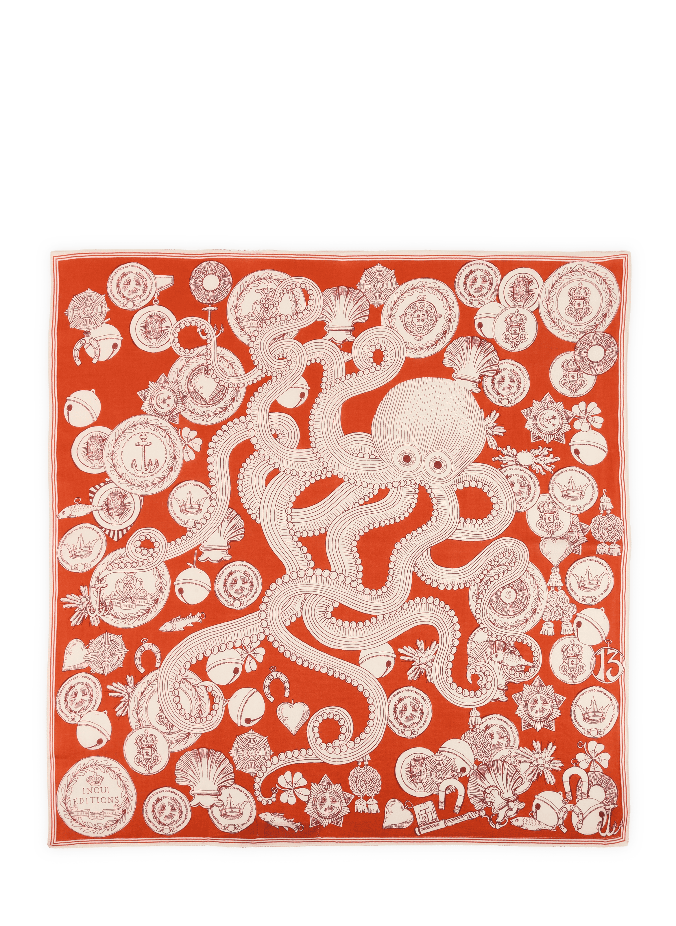 Foulard imprimé en coton et soie INOUITOOSH Red