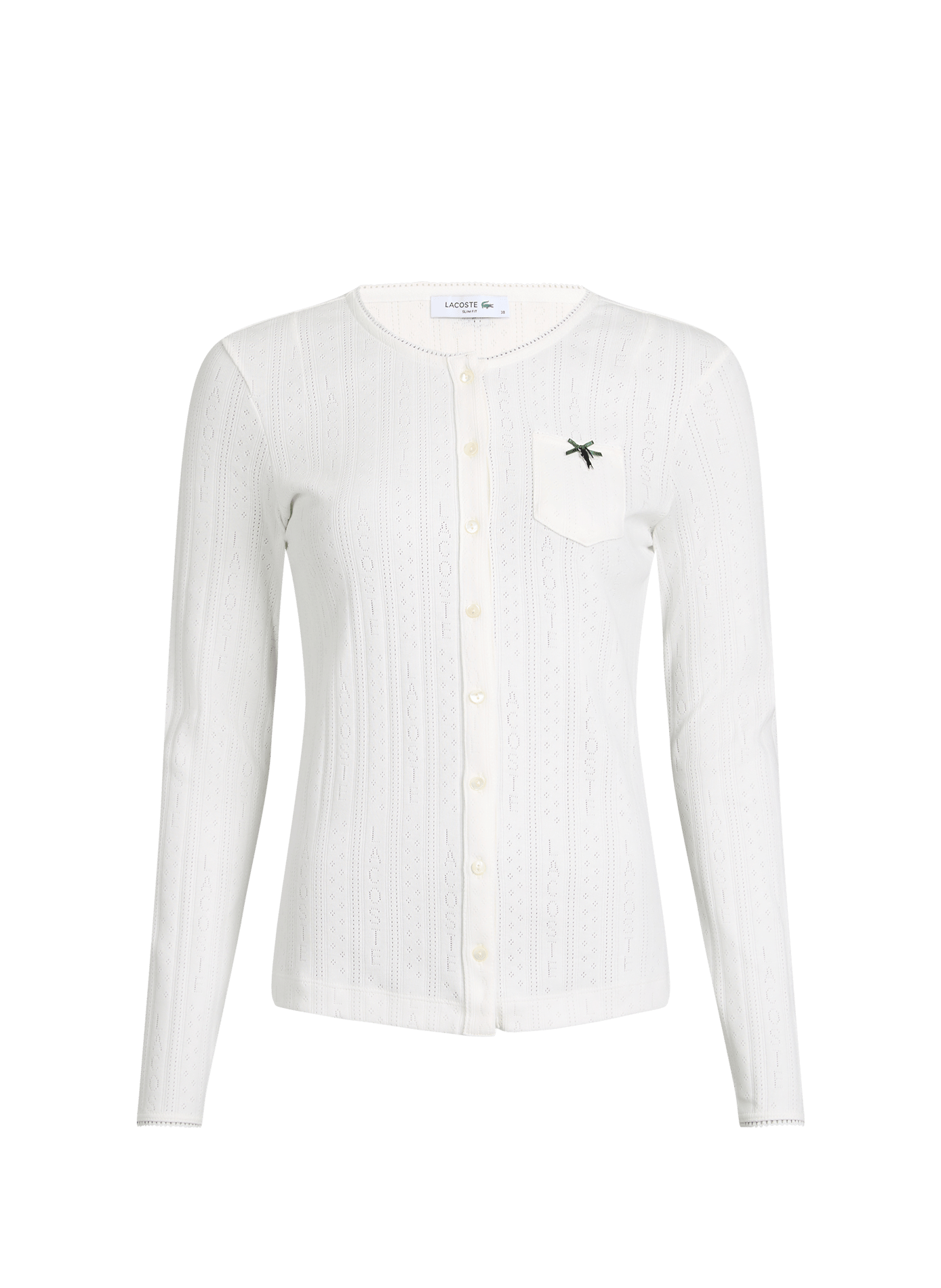 Cardigan slim fit marquage pointelle en coton LACOSTE Blanc