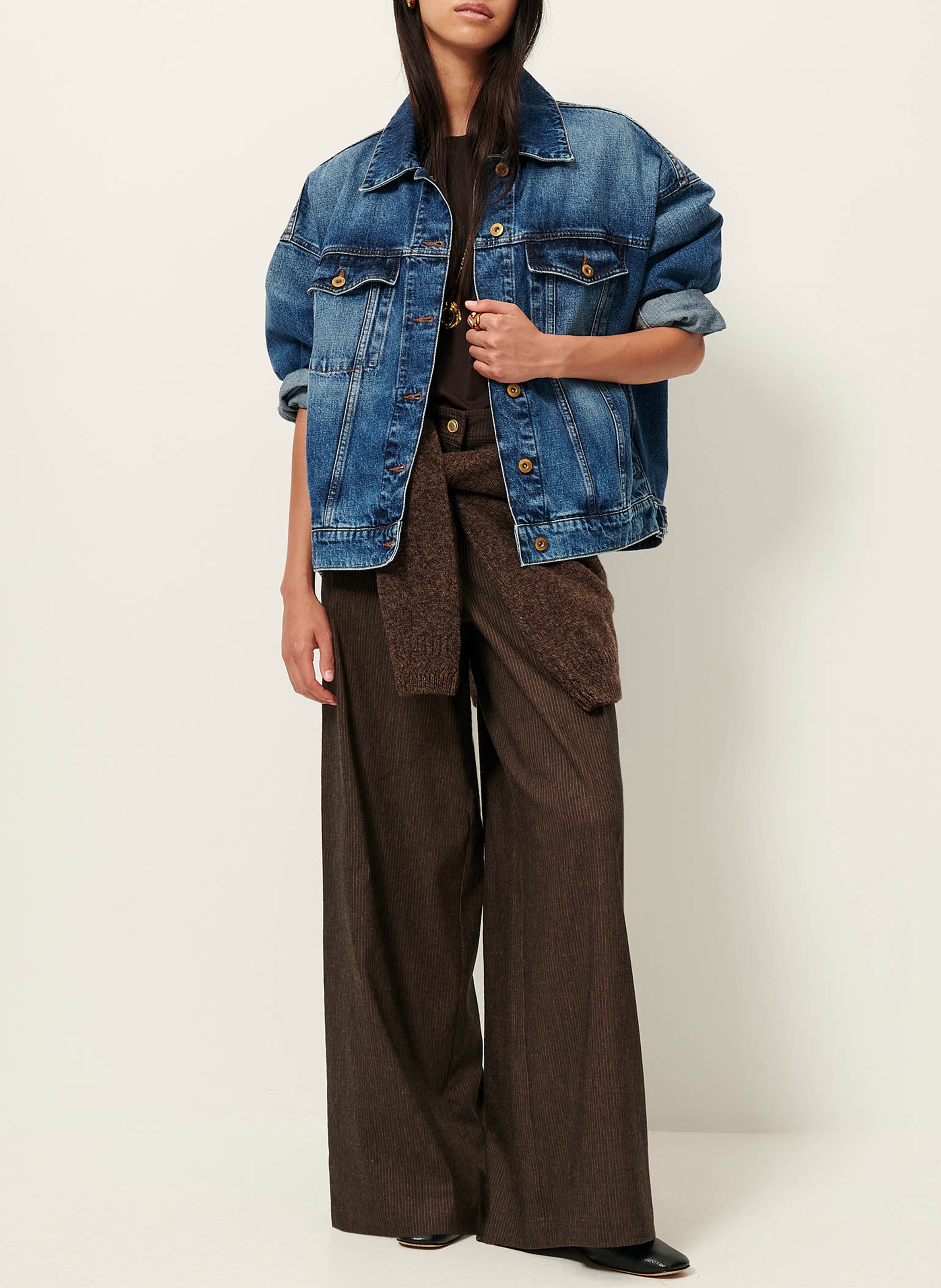 Pantalon large en lin mélangé dasum SESSUN Marron