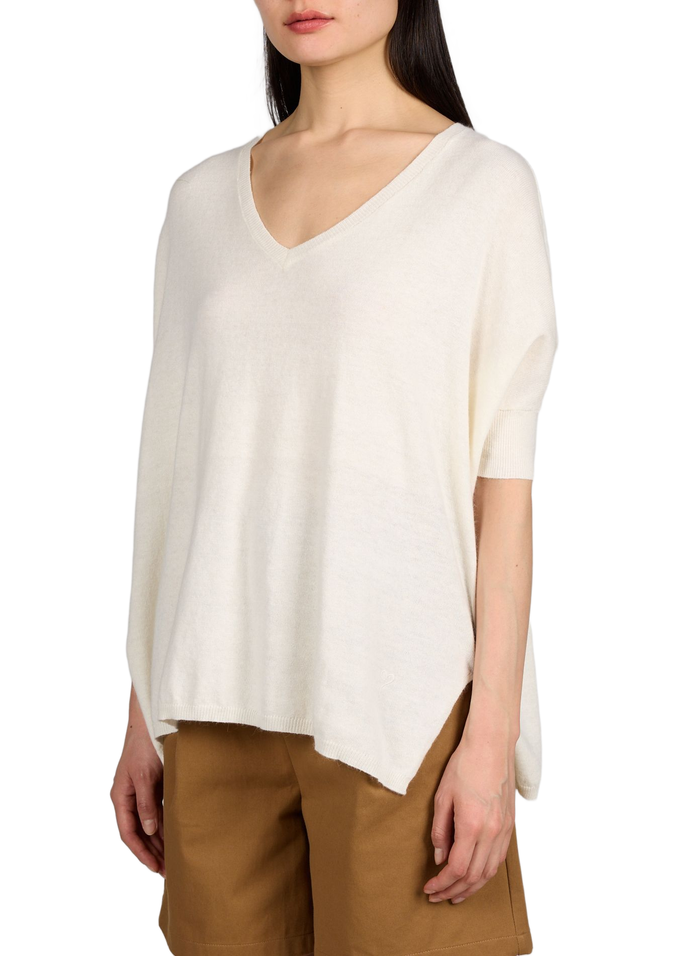Pull Laurina col V à manches courtes ARTLOVE Beige