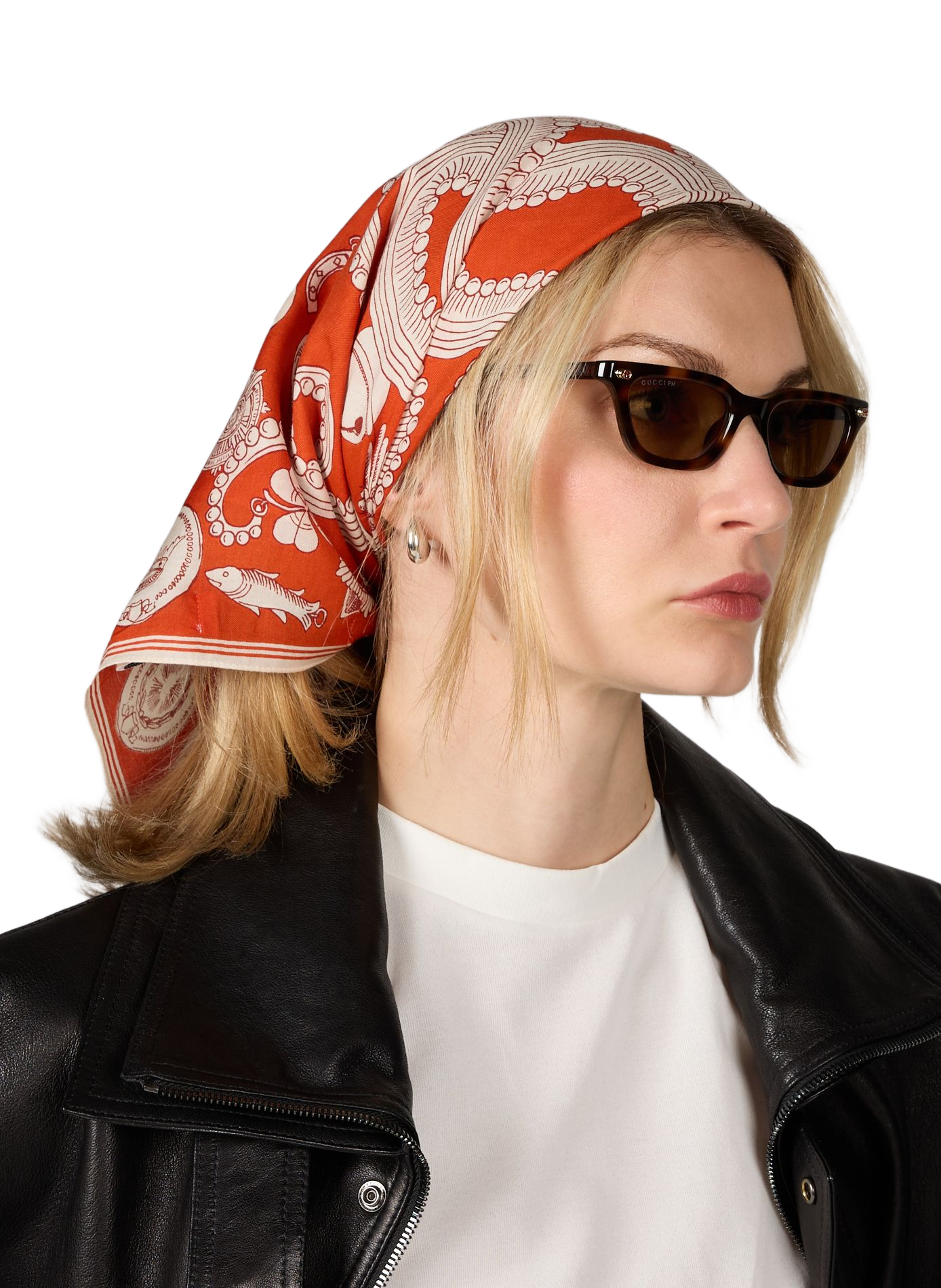 Printed cotton and silk scarf INOUITOOSH Red