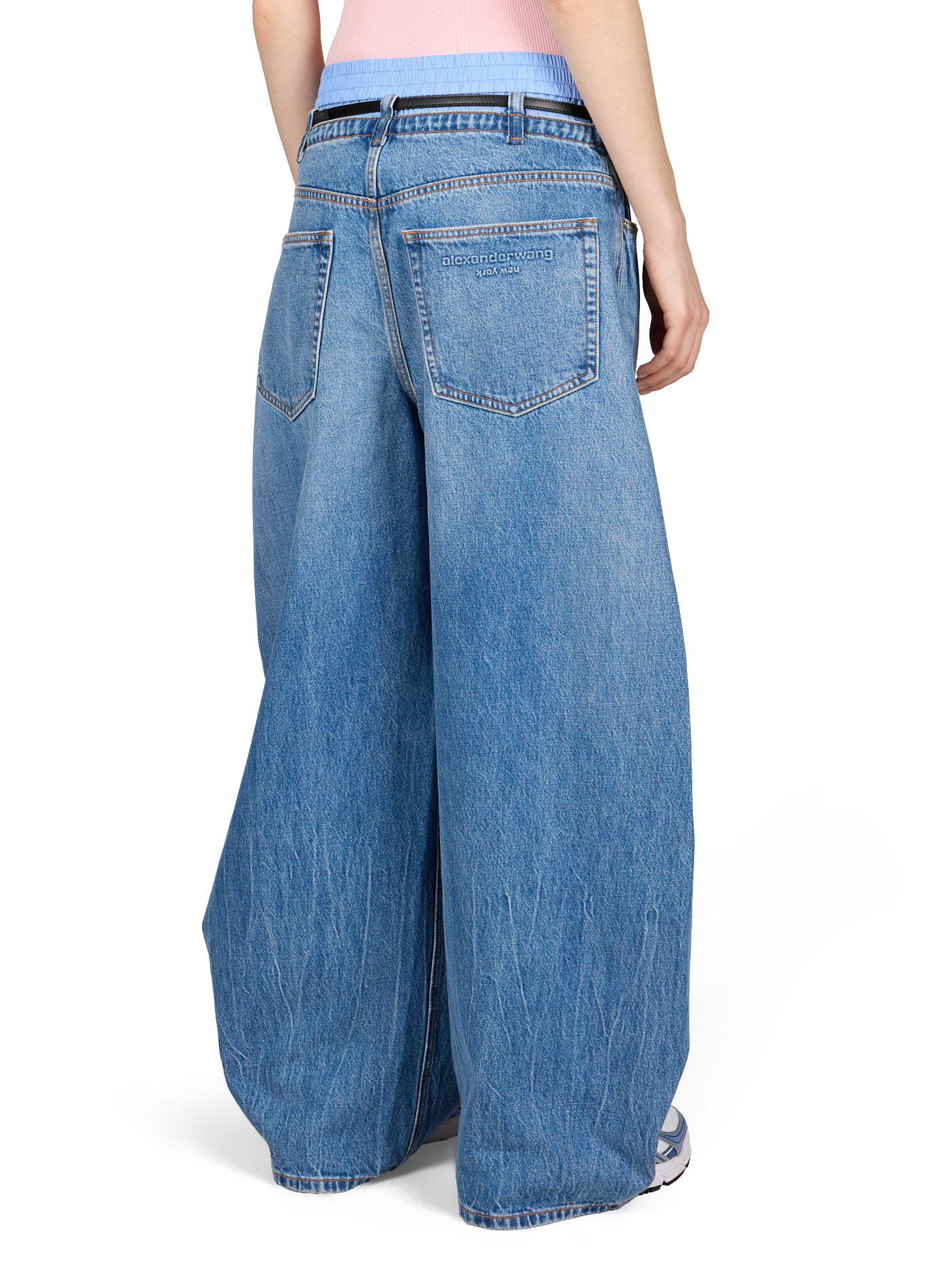 Jean boule doublure à la taille en coton ALEXANDER WANG Bleu