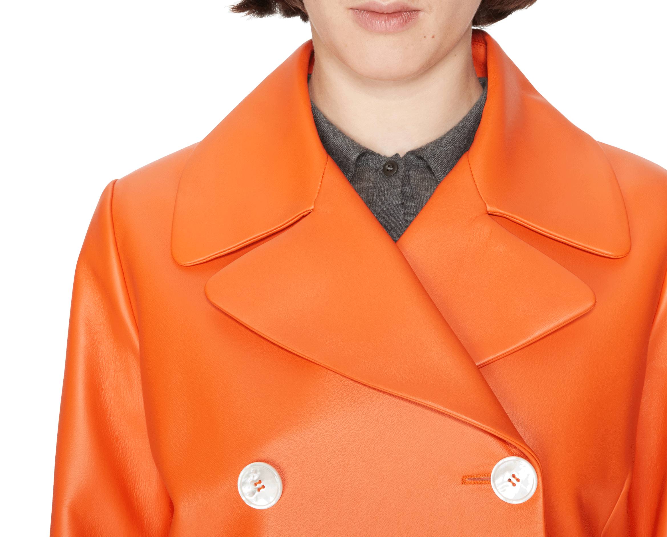 Leather Coat  PRADA Orange