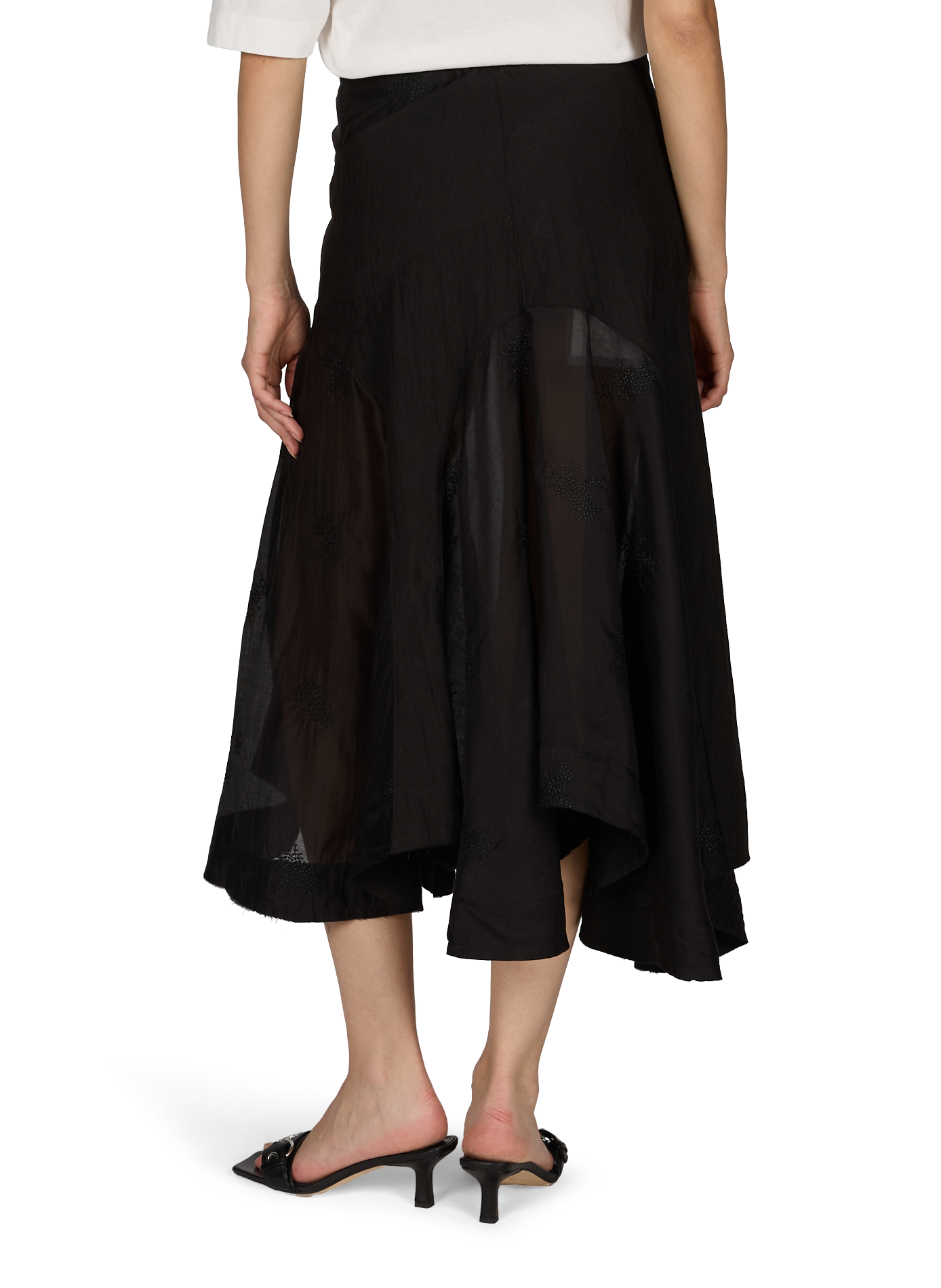 Midi skirt with transparent panels and embroideries OUR LEGACY Black