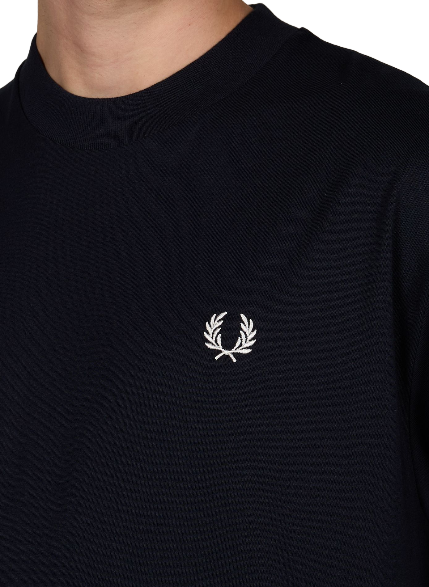 Round neck T-shirt with logo on the back in cotton. FRED PERRY Blue