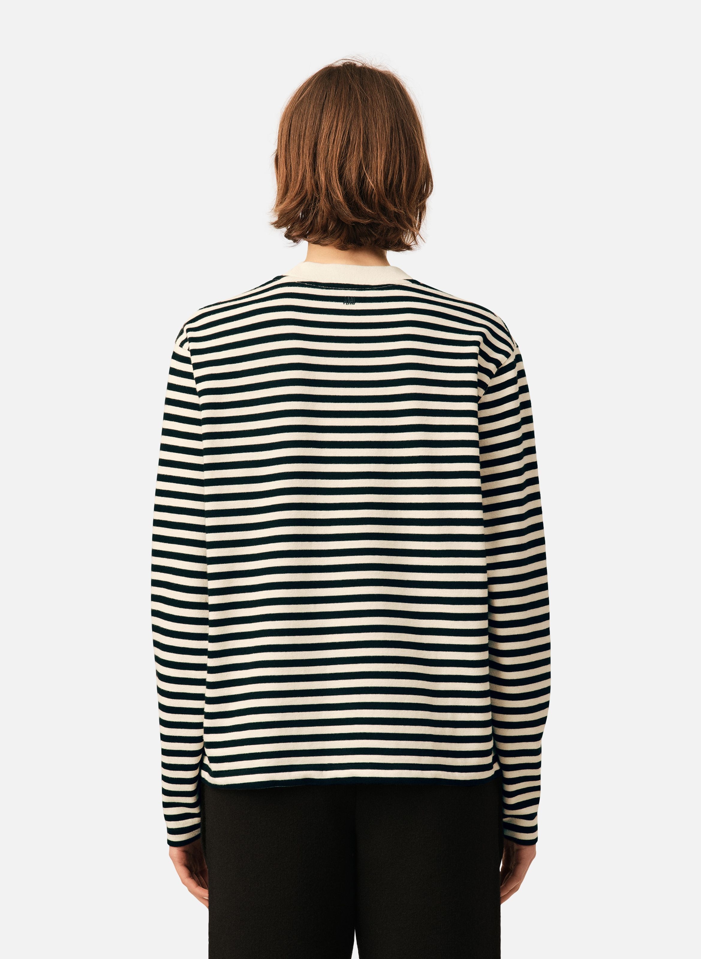 T-shirt marinière unisexe en coton ami de coeur AMI PARIS Noir