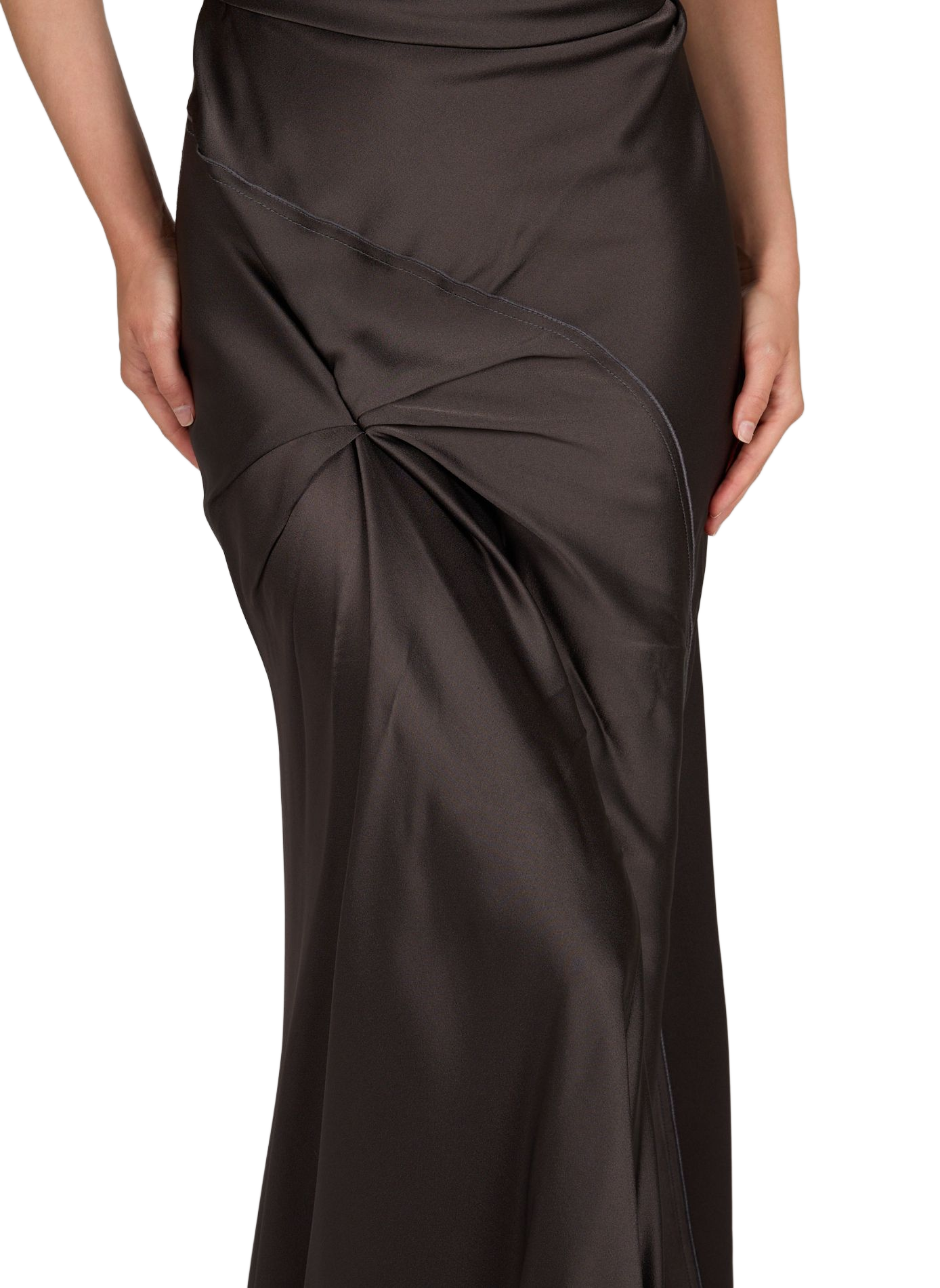 Sleeveless draped and satin dress VICTORIA BECKHAM Brown