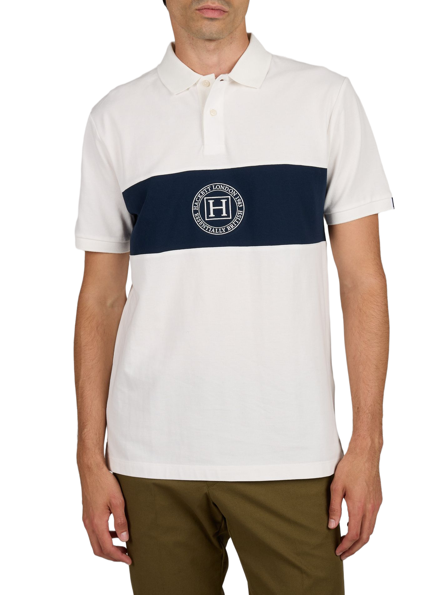 Gerader Baumwoll-Poloshirt mit Logo HACKETT Weiss