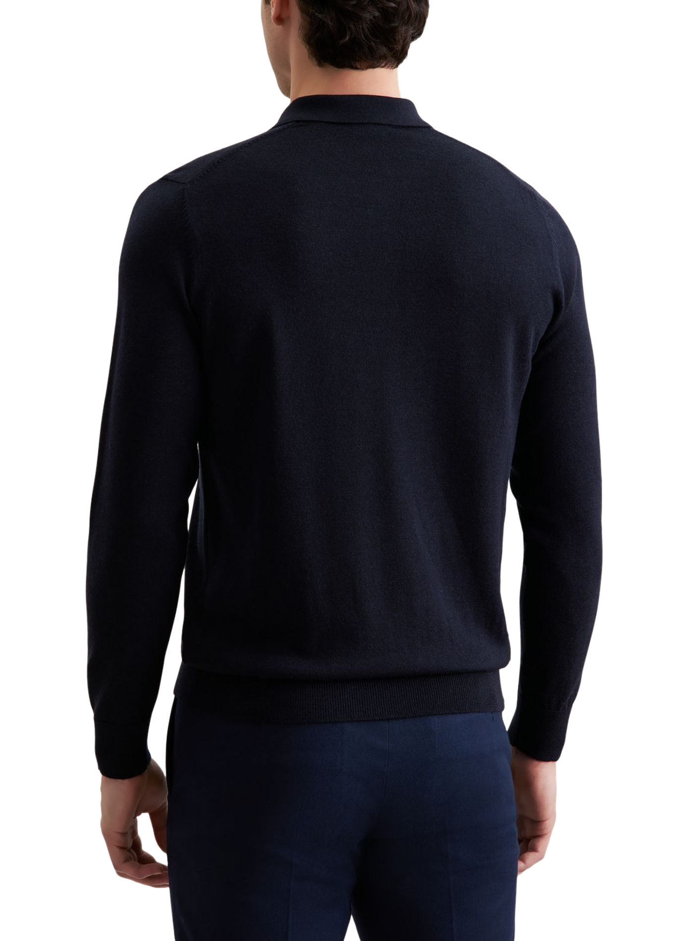Polo manches longues droit en laine SEIDENSTICKER Bleu