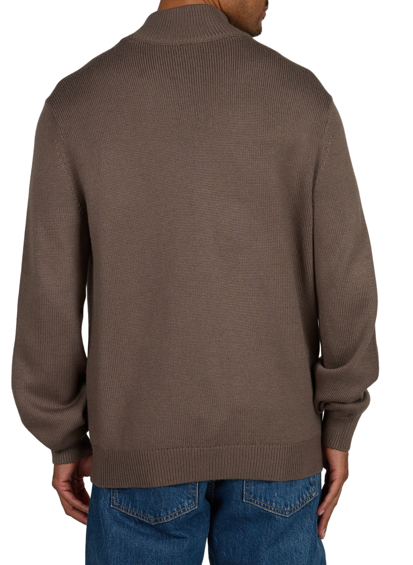 Straight fit cotton and wool blend zip-up collar sweater ARMANI EXCHANGE Beige