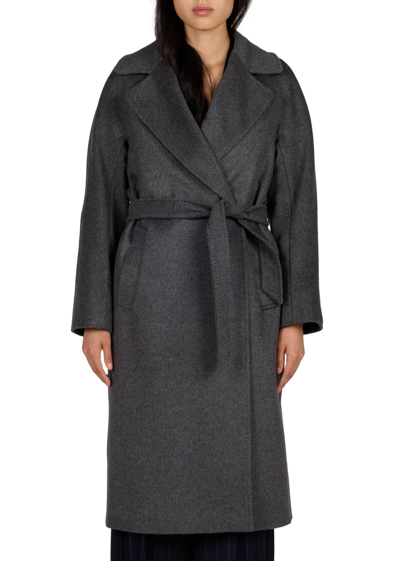 Lang wollen mantel met ceintuur MAX MARA WEEK END Grijs