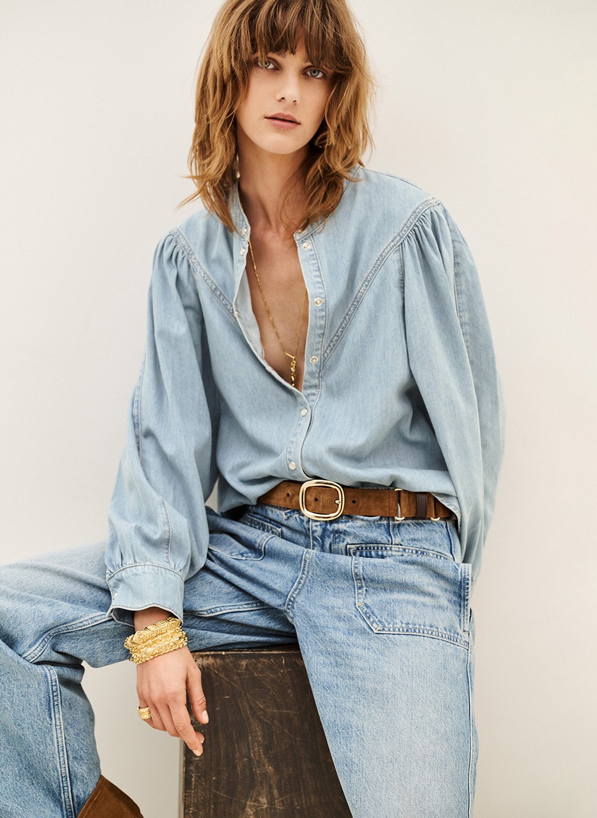 Chemise manches longues en denim alino BA&SH Bleu