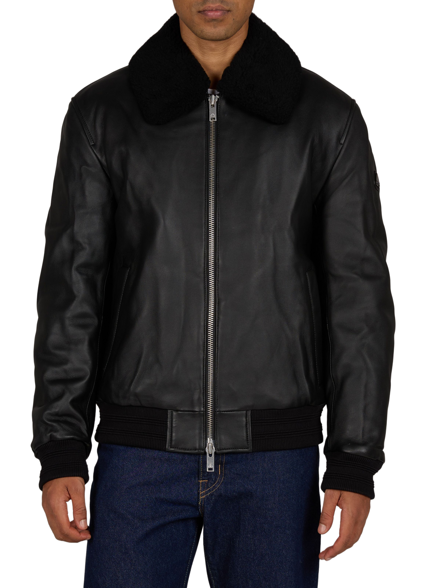 Lederjacke mit Sherpa-Kragen MOOSE KNUCKLES Schwarz