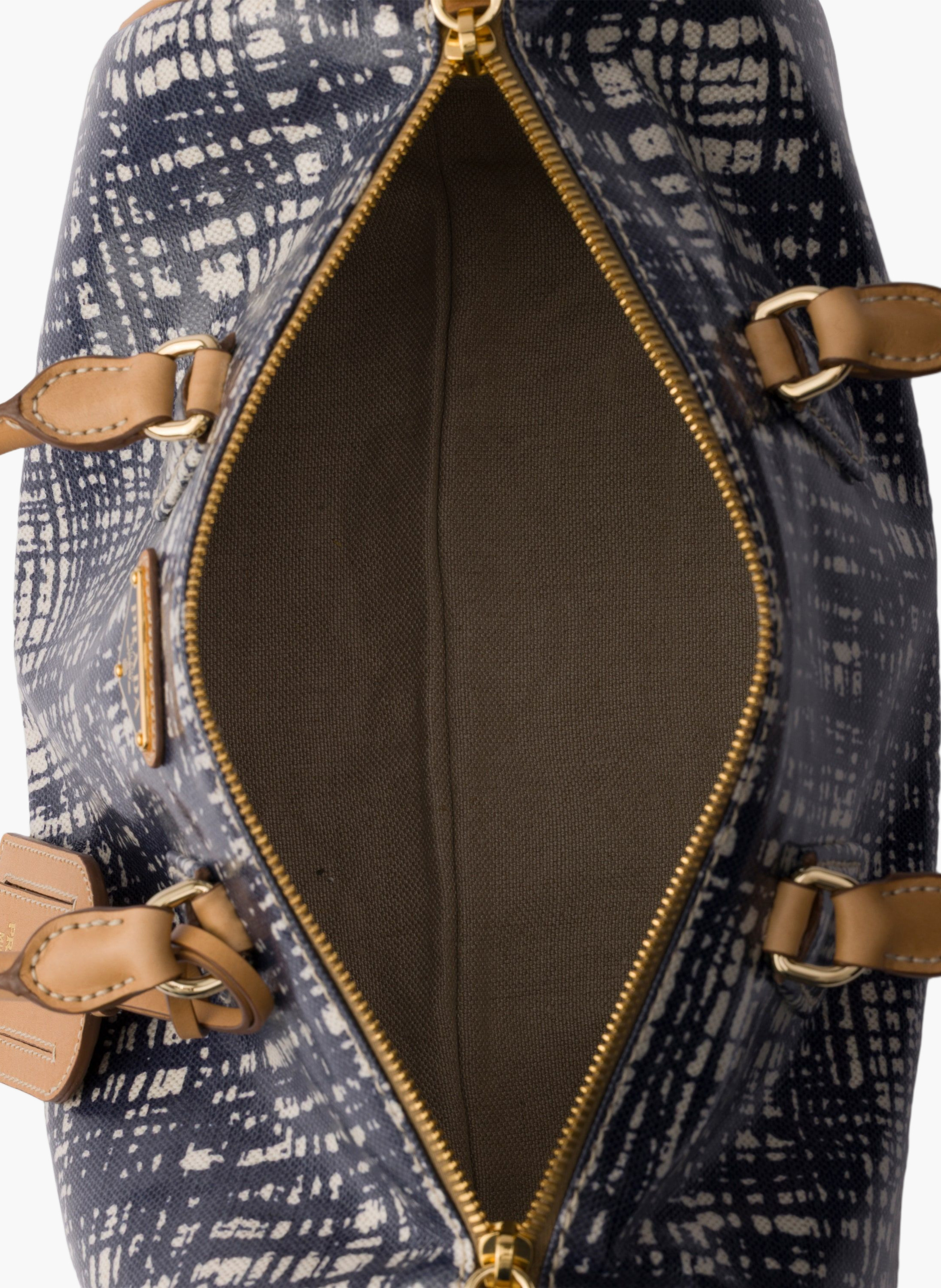 Sac à main prada evasion medium en mélange de lin PRADA Bleu