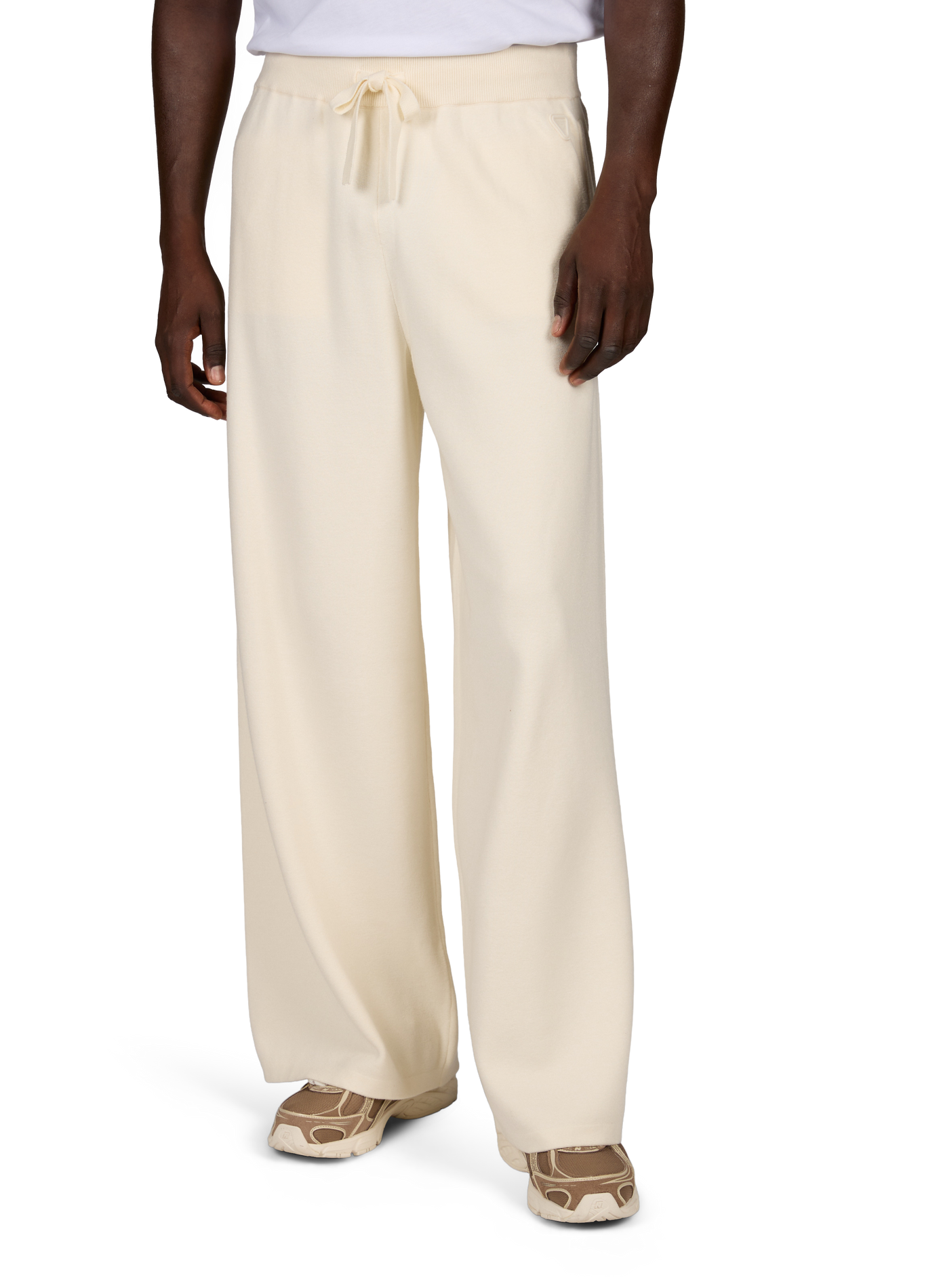 Wide-leg AMARO logo knit trousers GERTRUDE Beige