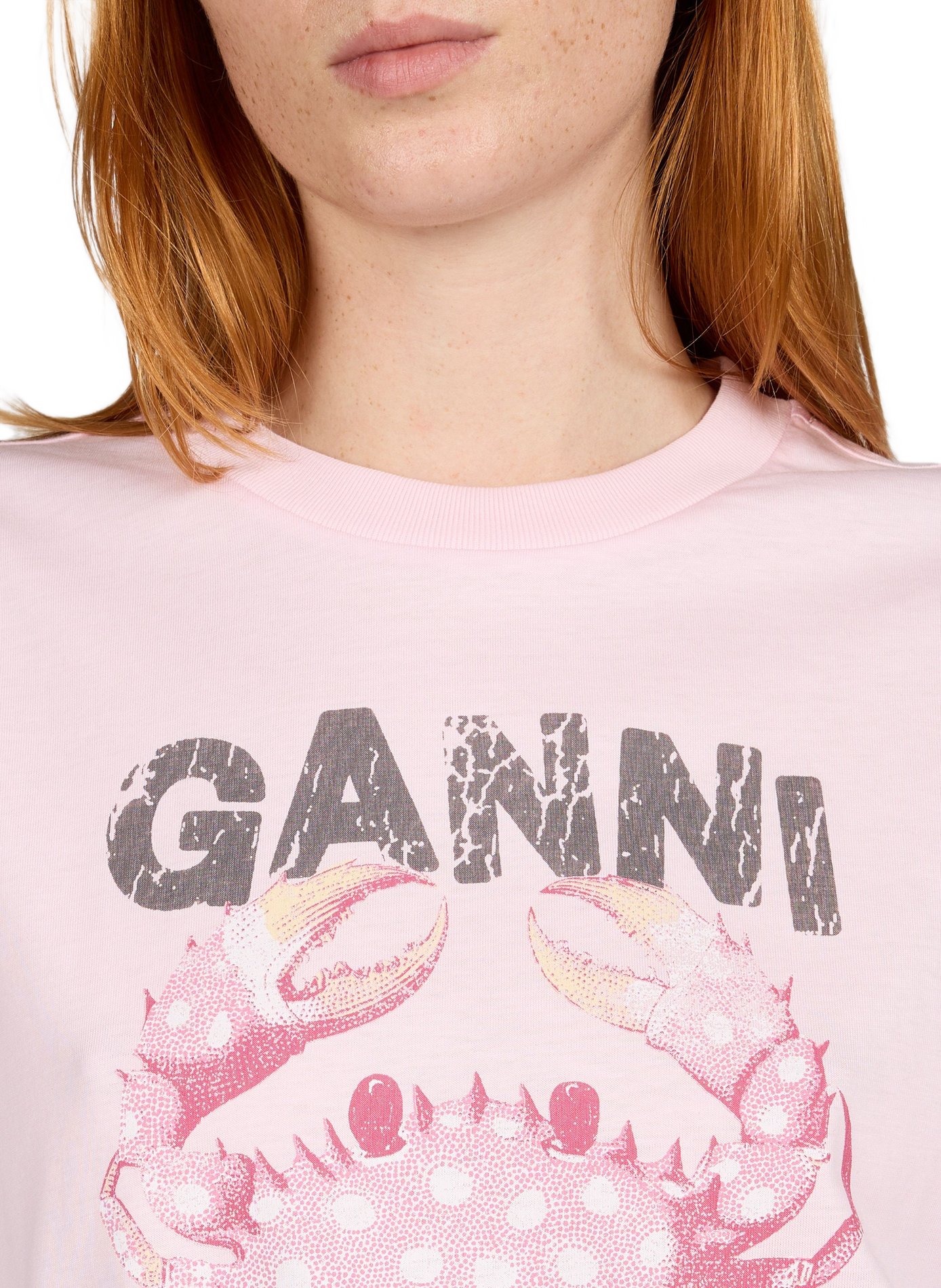 Round neck T-shirt GANNI Pink