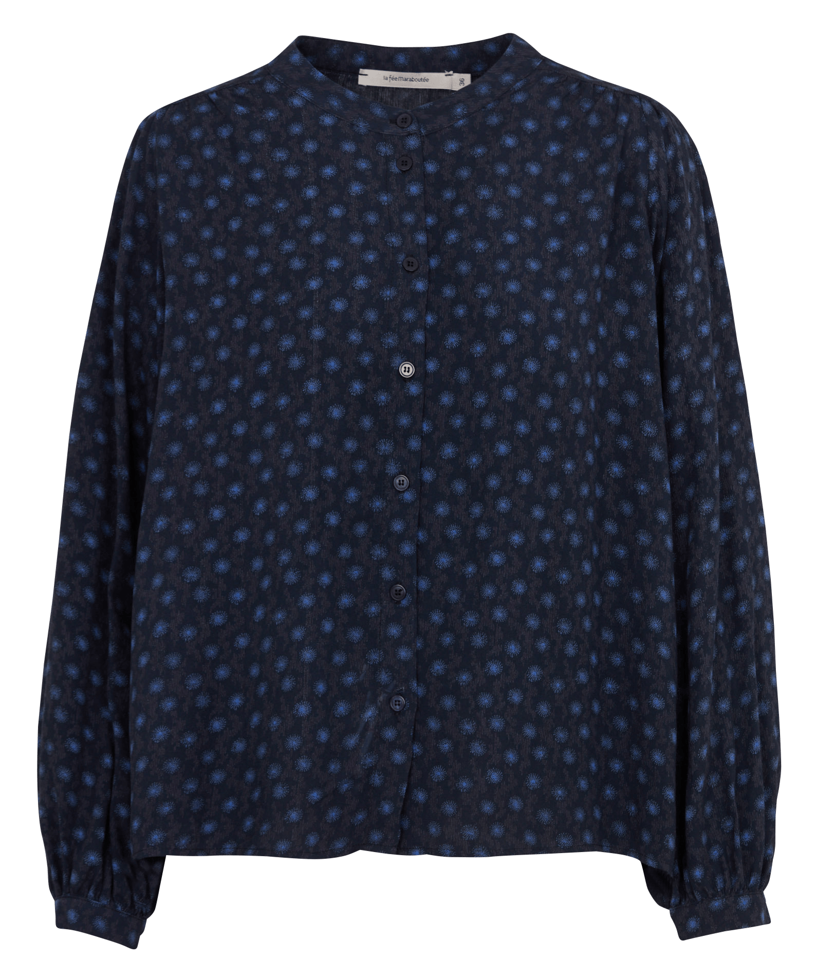Losvallend overhemd met mao-kraag en print LA FEE MARABOUTEE Blauw