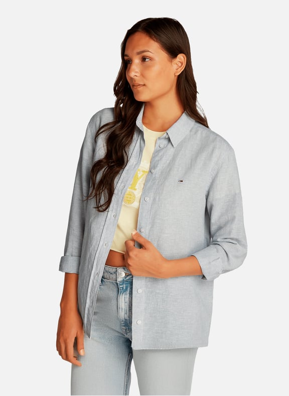 Oversized Striped Shirt Blue by TOMMY HILFIGER TOMMY HILFIGER Oversized Striped Shirt Blue