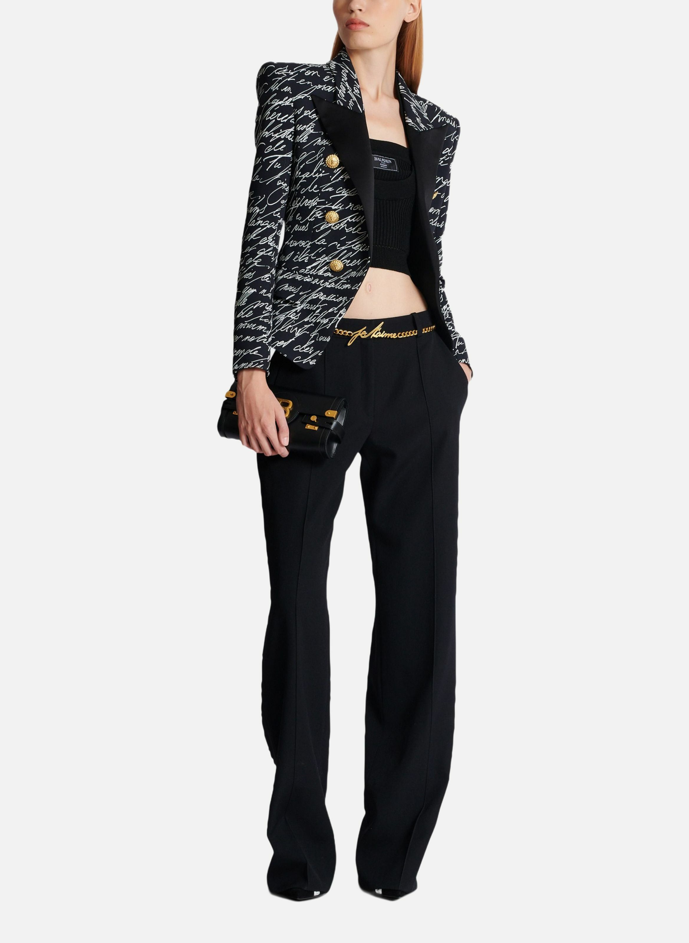 Veste 6 boutons imprimée « lettre d'amour » BALMAIN Noir