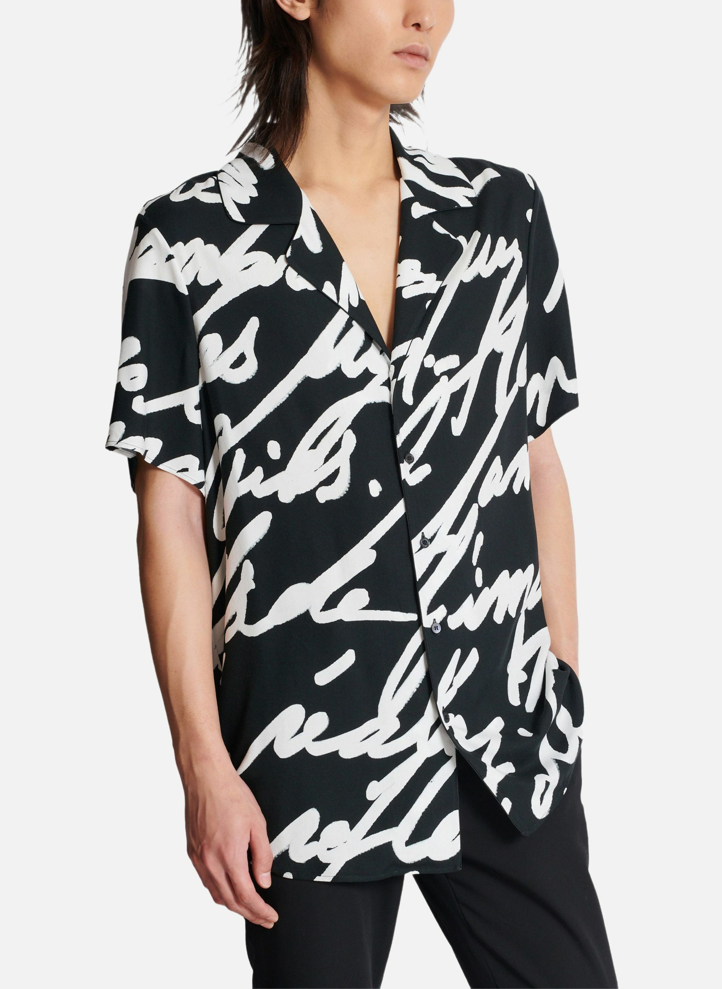 Chemise pyjama en sergé imprimé « lettre d'amour » BALMAIN Noir