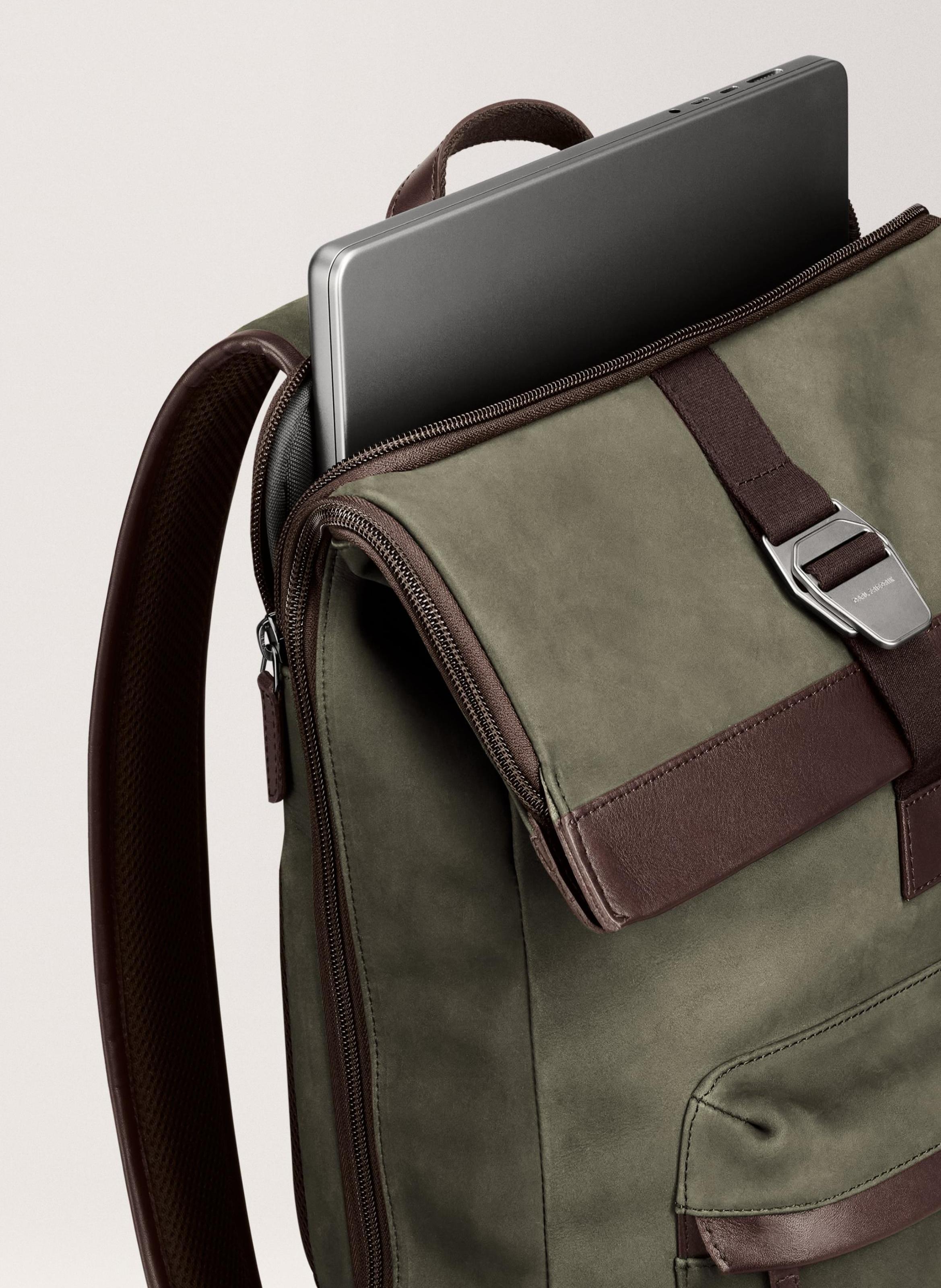 Sac à dos 'City-hopper' en cuir nubuck CARL FRIEDRIK Vert