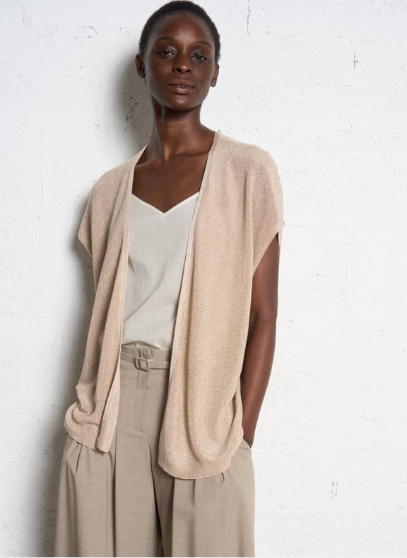 Gilet en maille pailleté samantha Beige by MAISON 123 MAISON 123 Gilet en maille pailleté samantha Beige